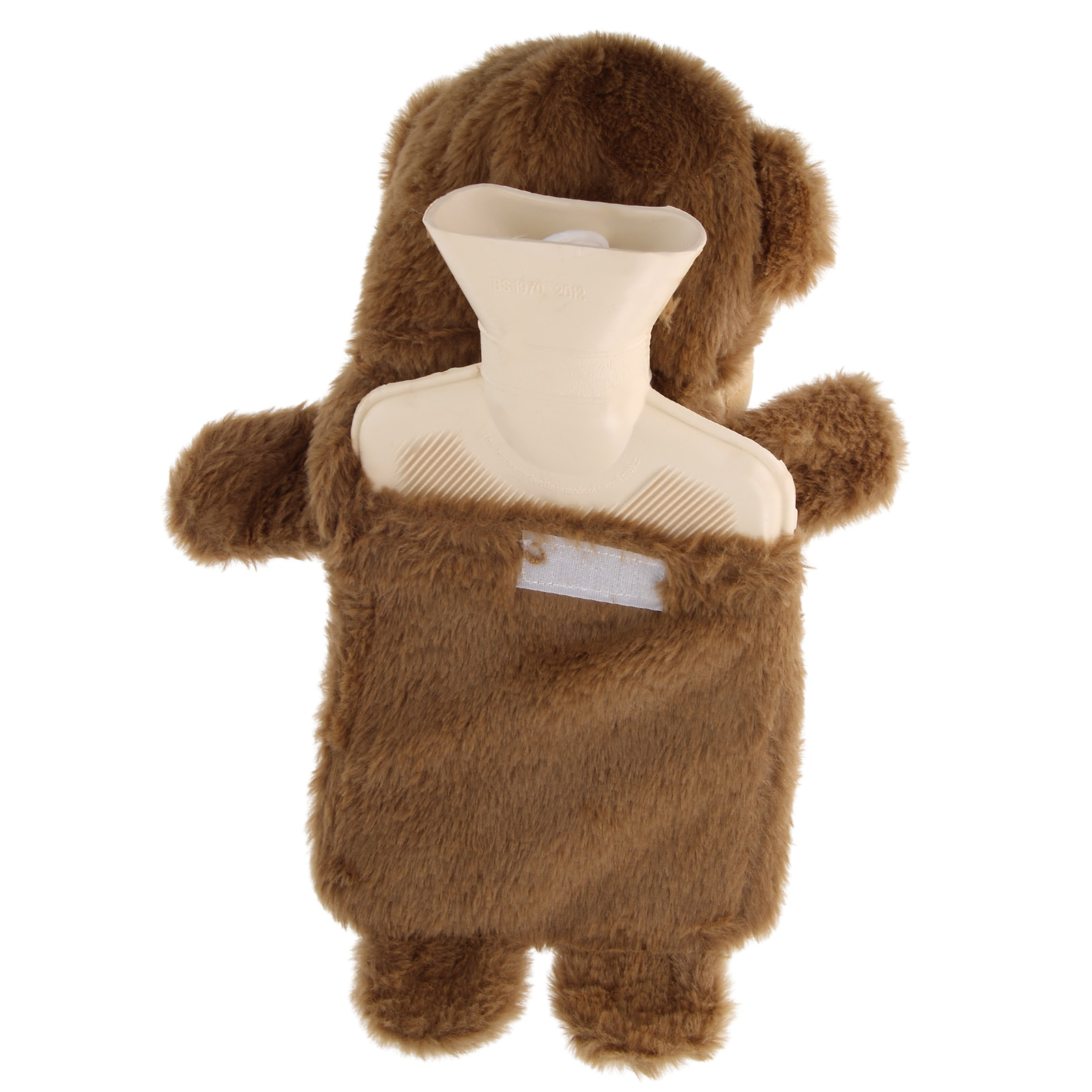 Copri borsa dell'acqua calda a forma di orso di peluche marrone.