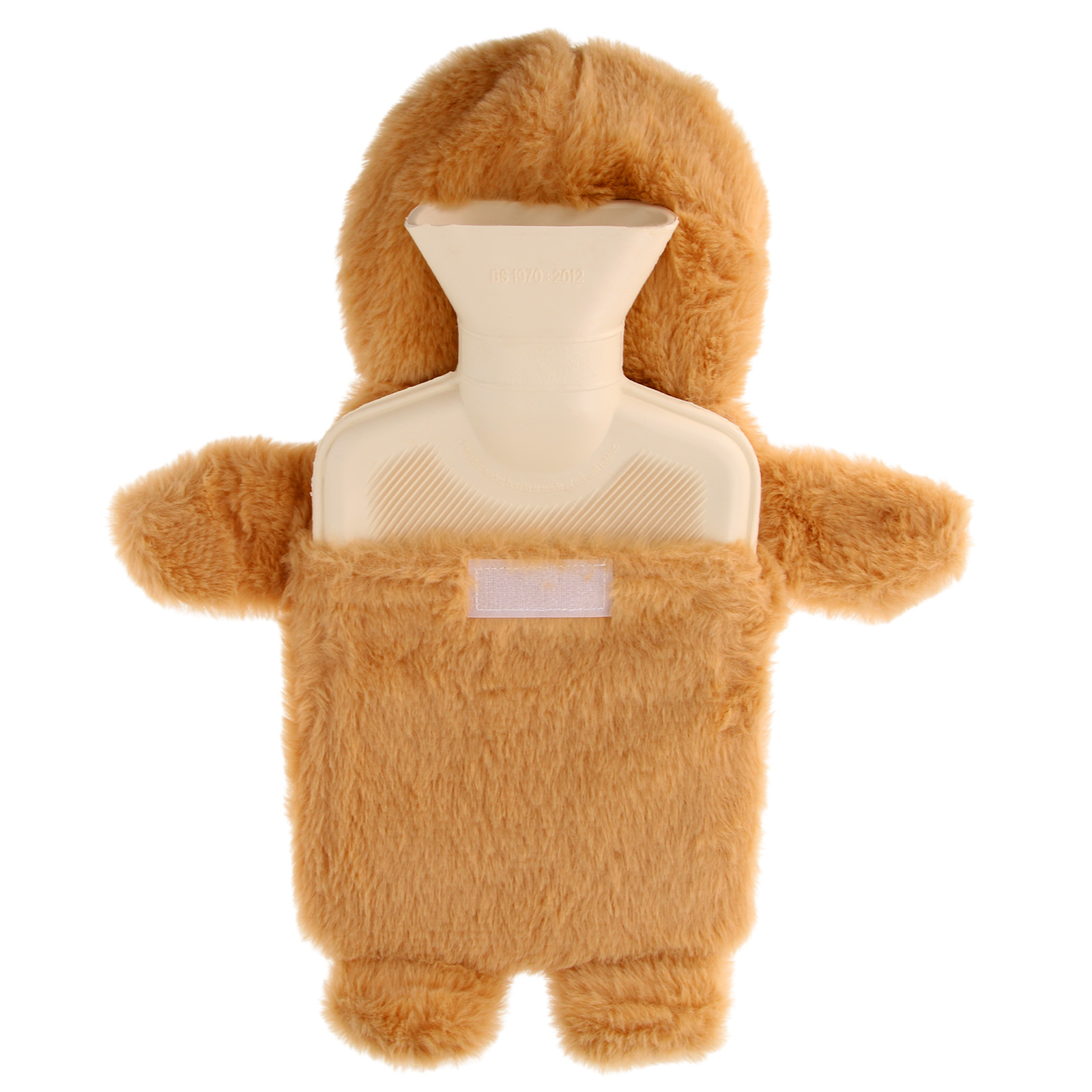 Coperta per borsa dell'acqua calda a forma di orso di peluche marrone.