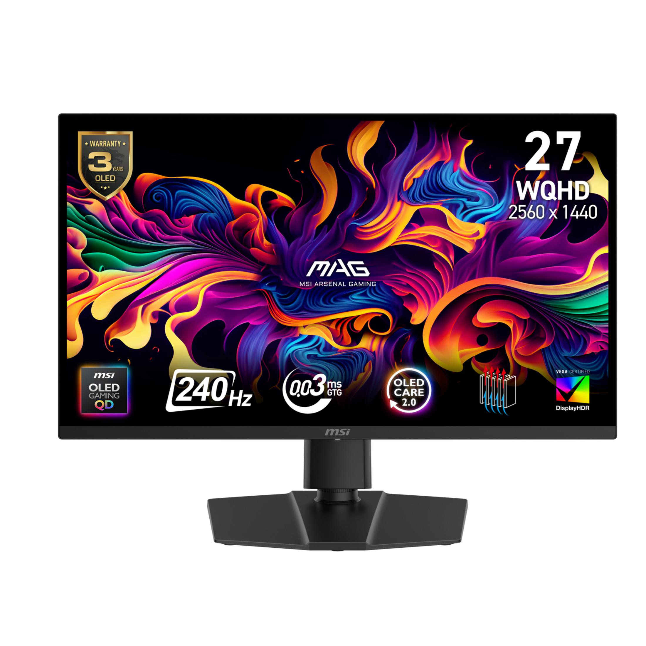 MSI MAG 271QP QD-OLED X24 26,5 inç WQHD 0,03 ms 240 Hz Gaming Monitör Siyah