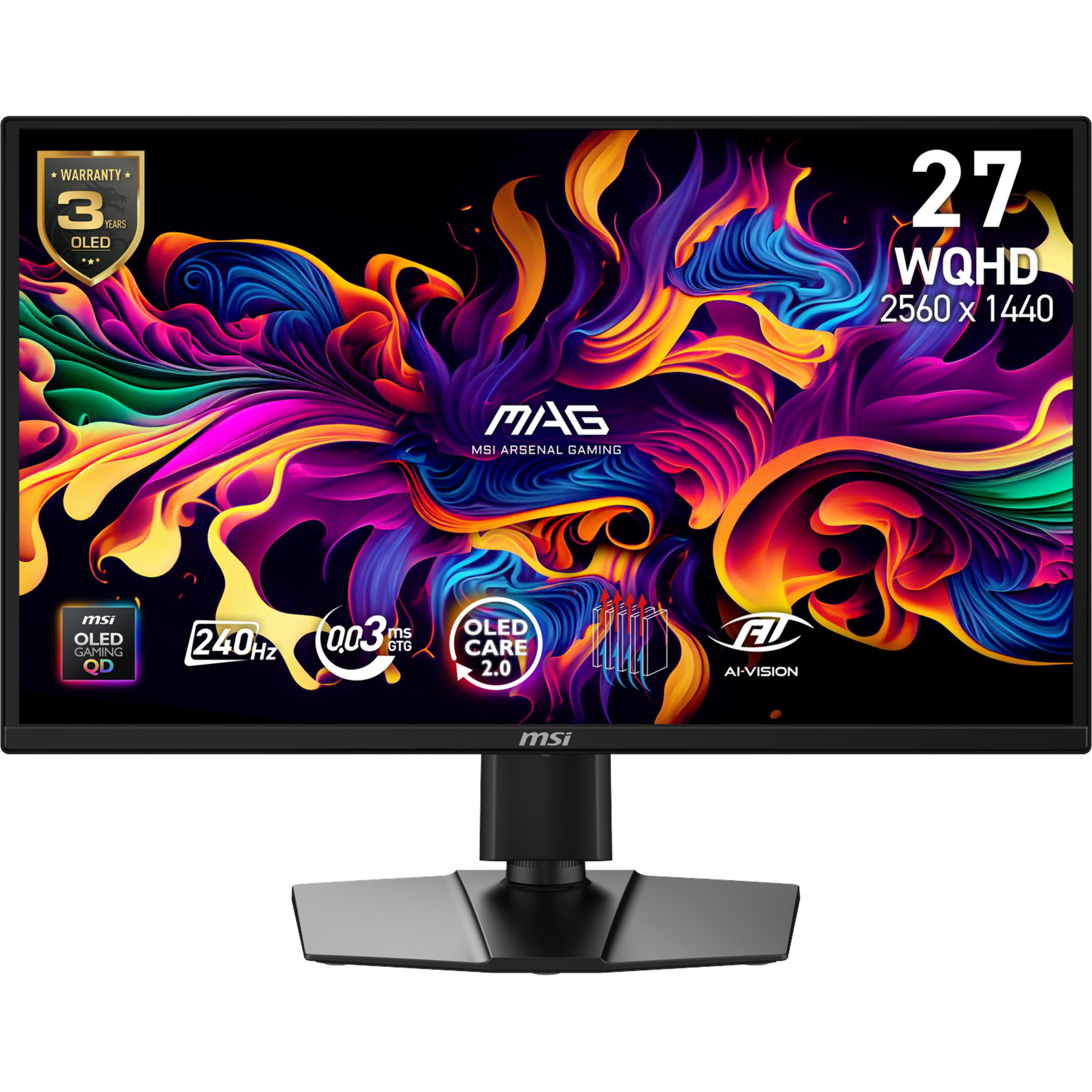 MSI MAG 272QP QD-OLED X24 240Hz 2K Adaptive Sync QD-OLED Pivot 26,5 inç WQHD 0,03 ms 48 Hz Gaming Monitör Siyah