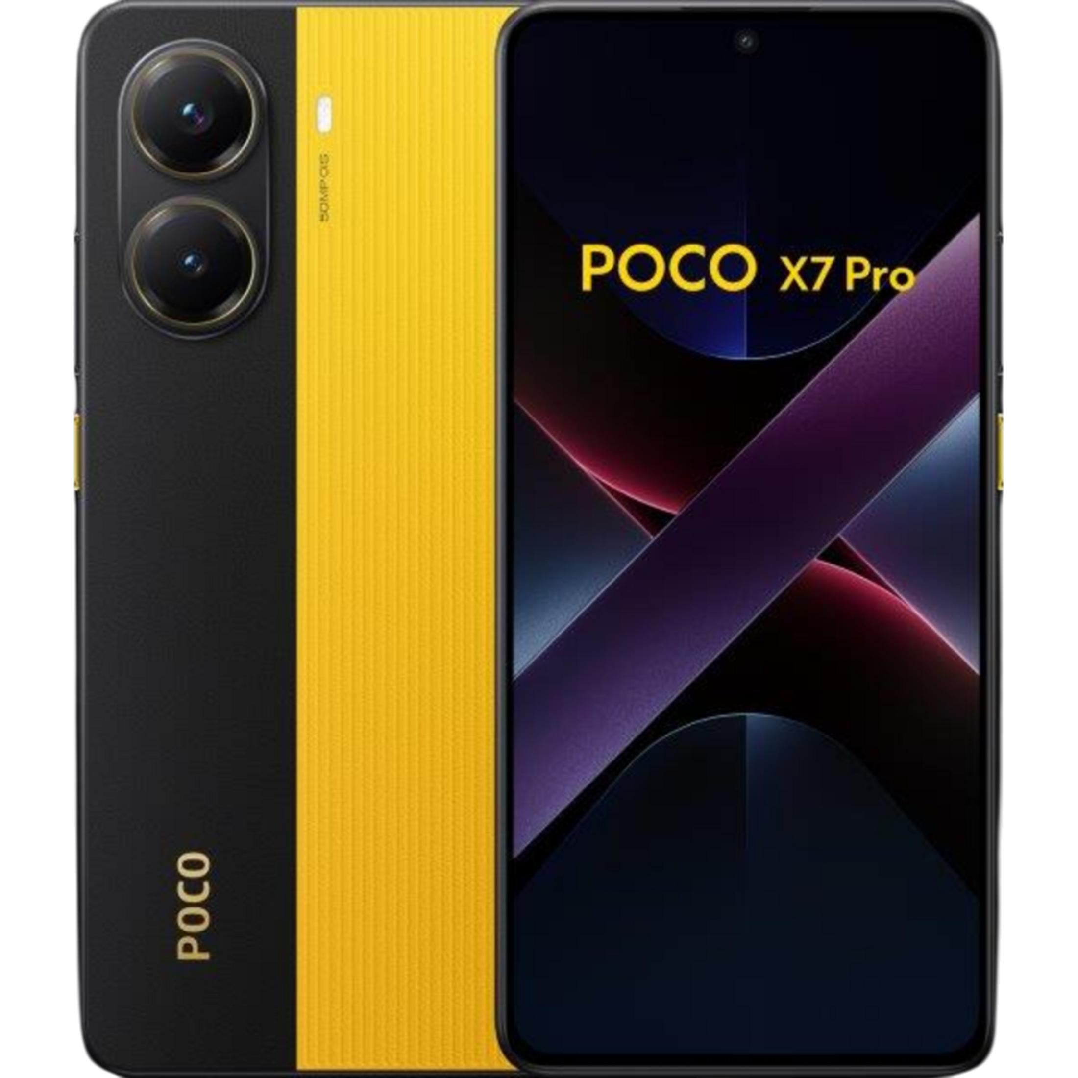 Czarny smartfon z żółtym paskiem i dwoma obiektywami.
