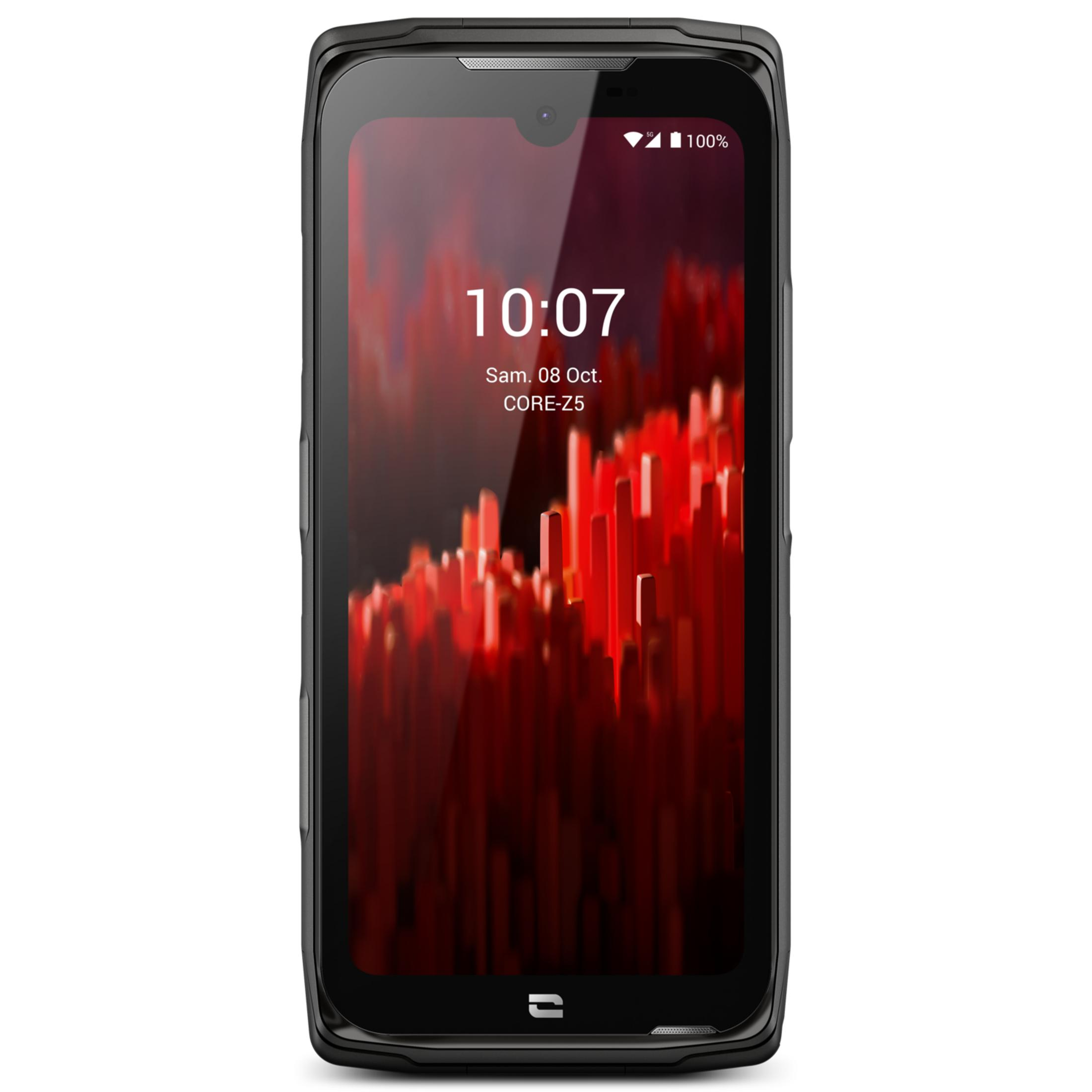 Uno smartphone nero con sfondo astratto rosso che mostra le 10:07.