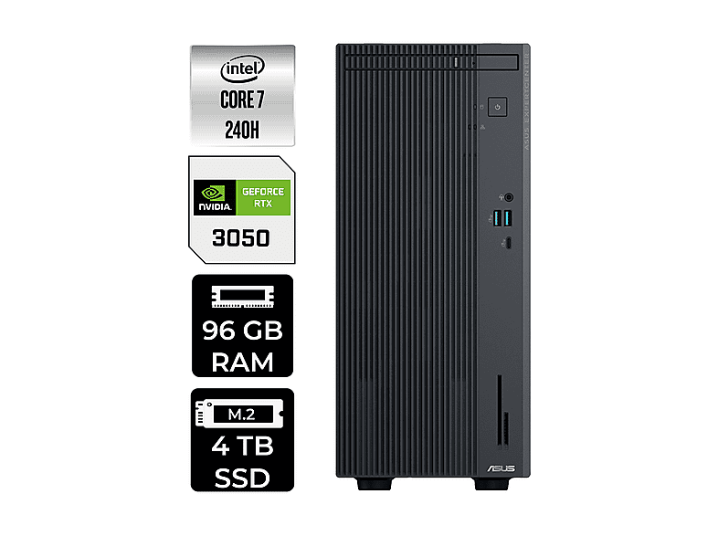 ASUS EC P500MV RTX3050 6GB P500C724016512B0DP440 PER4 Bellek Intel Core 7 240H 96 GB RAM 4 TB SSD FreeDOS Masaüstü Bilgisayar