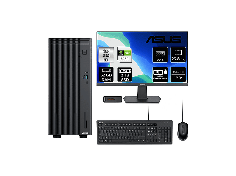 ASUS EC P500MV RTX3050 6GB 23.8" P500C52108512B0DP667 PER4 Bellek Intel Core 5 210H 32 GB RAM 2 TB SSD FreeDOS Masaüstü Bilgisayar