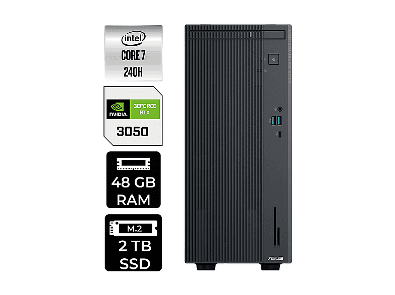 ASUS EC P500MV RTX3050 6GB P500C724016512B0DP431 PER4 Bellek Intel Core 7 240H 48 GB RAM 2 TB SSD FreeDOS Masaüstü Bilgisayar