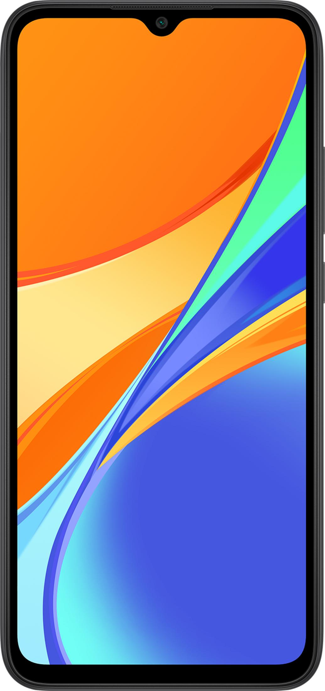 Smartfon wyświetlający pomarańczowe i niebieskie faliste wzory na ekranie.
