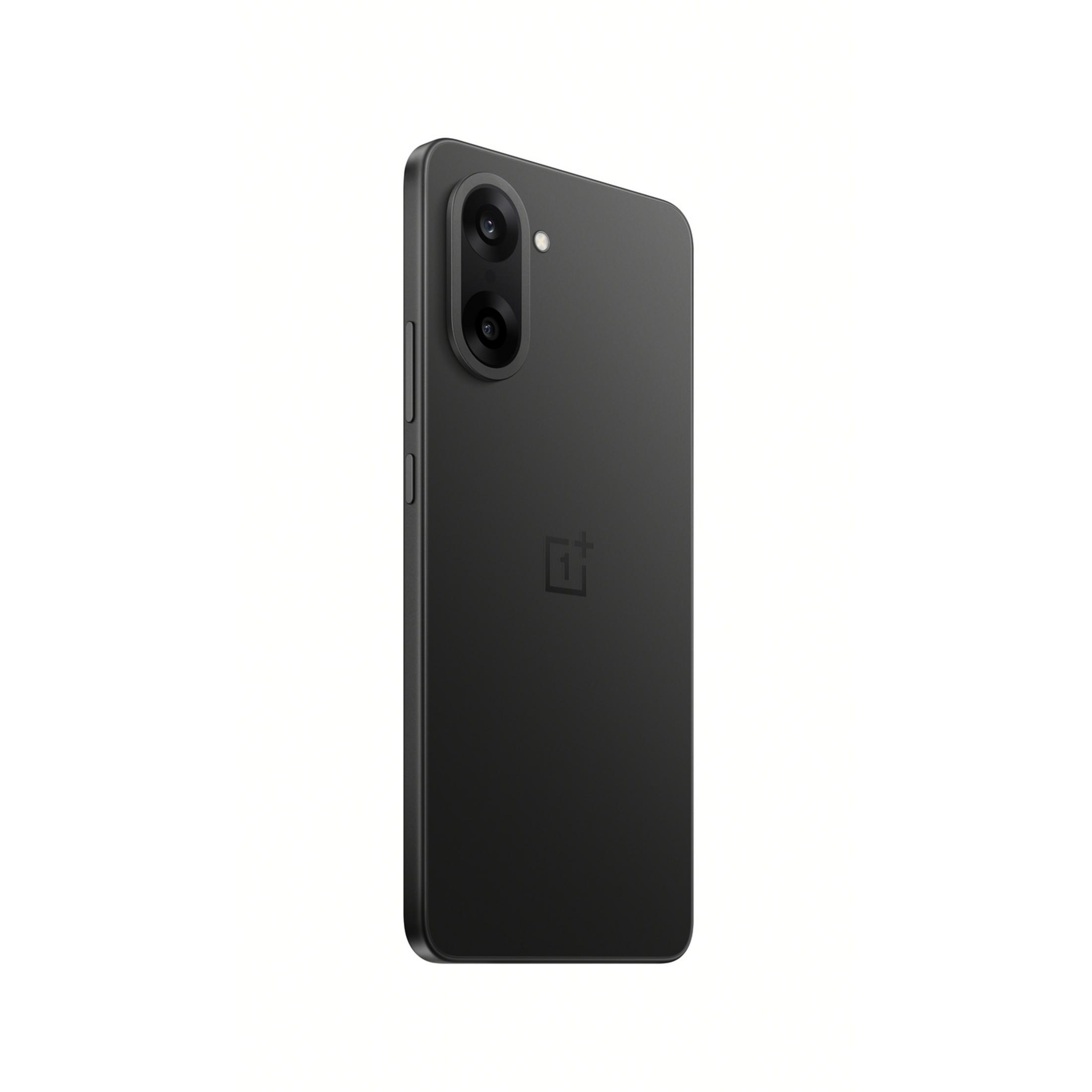 Tył czarnego smartfona z podwójnym aparatem i logo OnePlus.