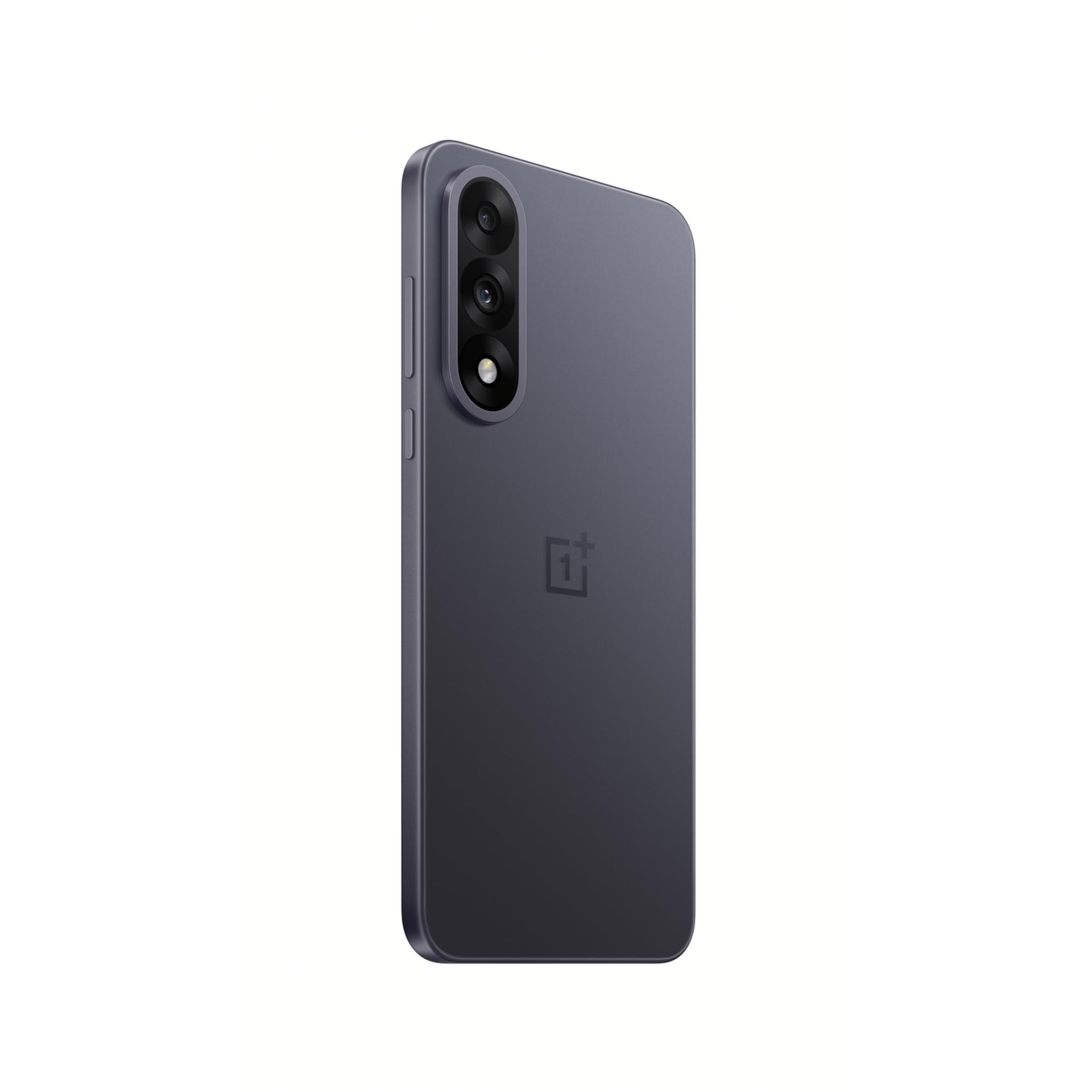 Szary smartfon z trzema aparatami i logo OnePlus.