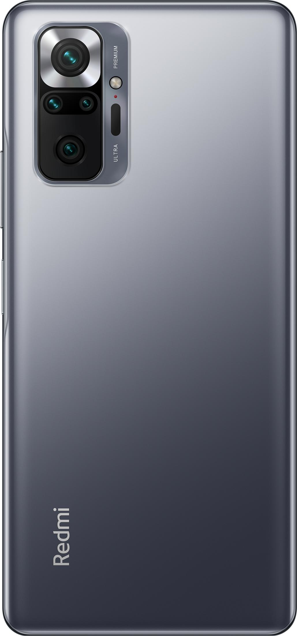 Tył szarego smartfona z czterema aparatami i logo Redmi.