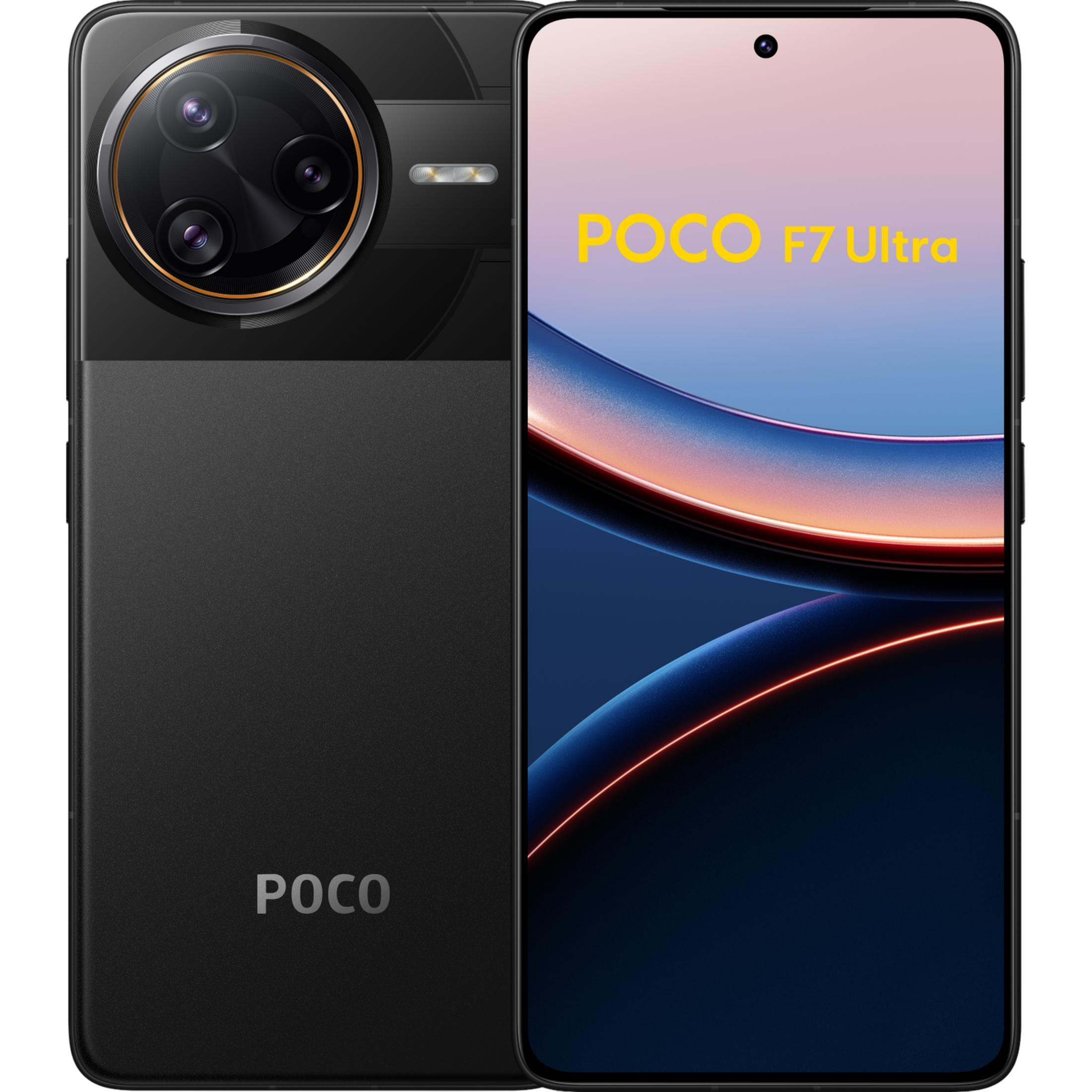 Czarny smartfon z potrójnym aparatem i logo POCO.