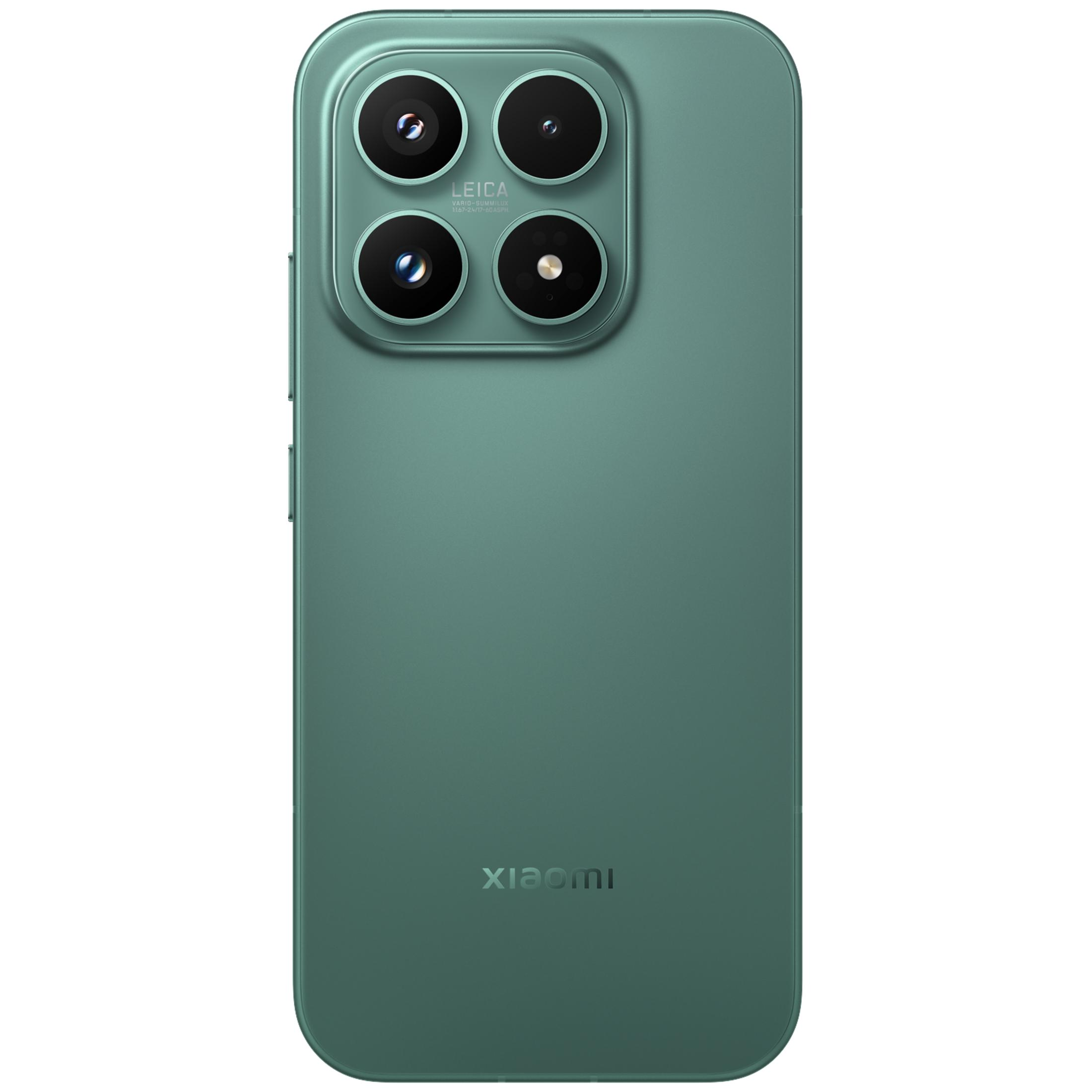 Zielony smartfon z poczwórnym aparatem Leica i logo Xiaomi.