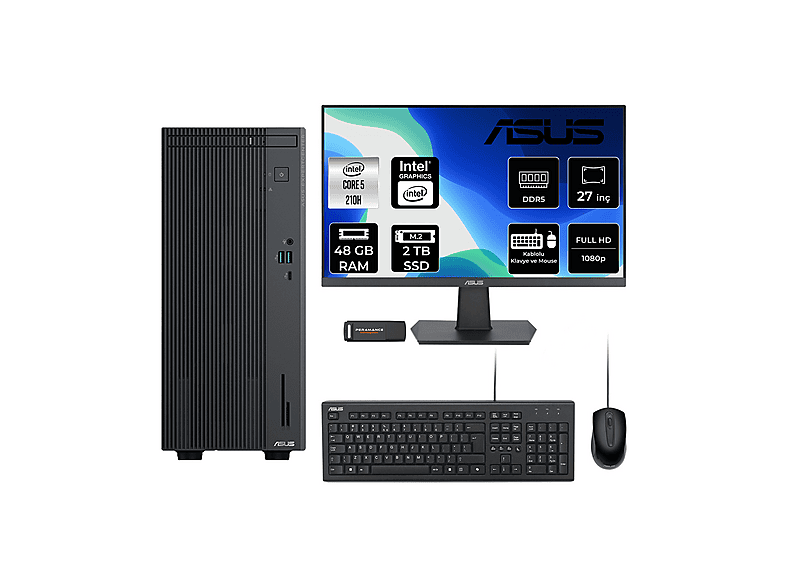 ASUS EC P500MV 27" P500C52108512B0DP791 PER4 Bellek Intel Core 5 210H 48 GB RAM 2 TB SSD FreeDOS Masaüstü Bilgisayar