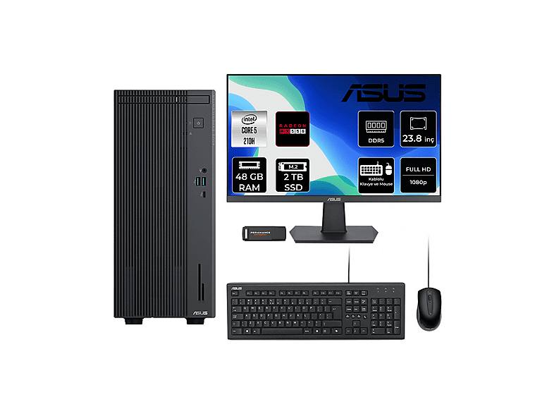 ASUS EC P500MV RX550 4GB 23.8" P500C52108512B0DP611 PER4 Bellek Intel Core 5 210H 48 GB RAM 2 TB SSD FreeDOS Masaüstü Bilgisayar