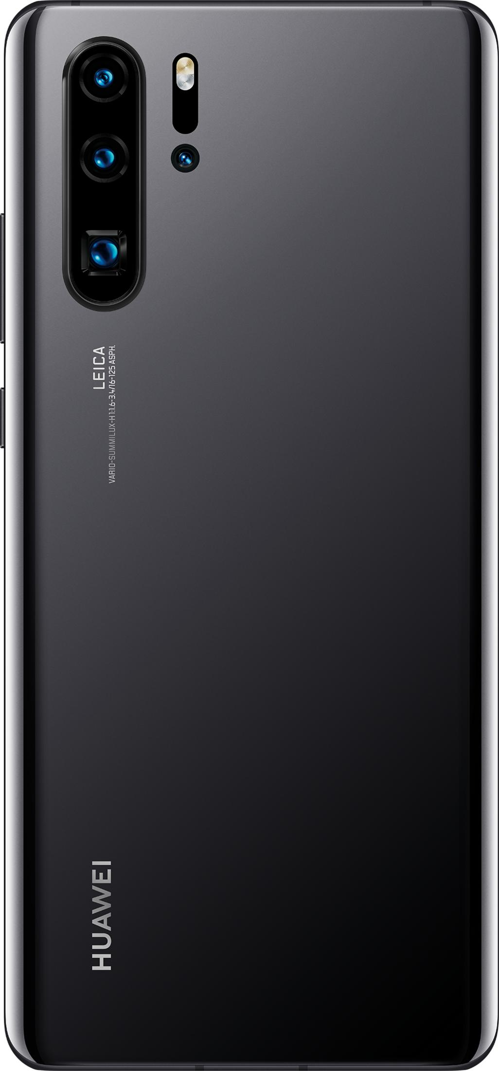 Tył czarnego smartfona Huawei z pionowo ułożonymi aparatami.