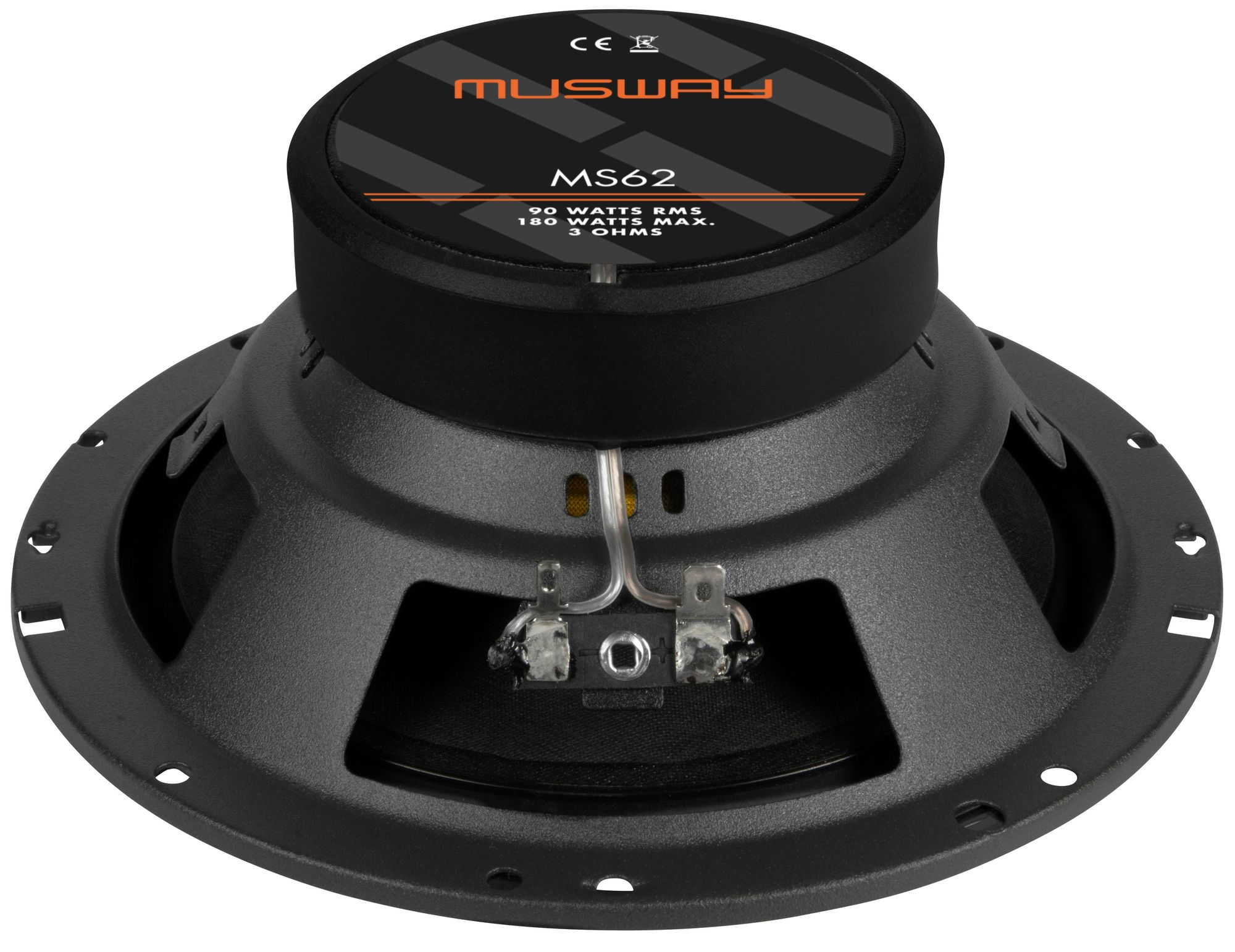 Schwarzer Musway MS62 Lautsprecher mit 90 Watt RMS, 180 Watt Max, 3 Ohm.