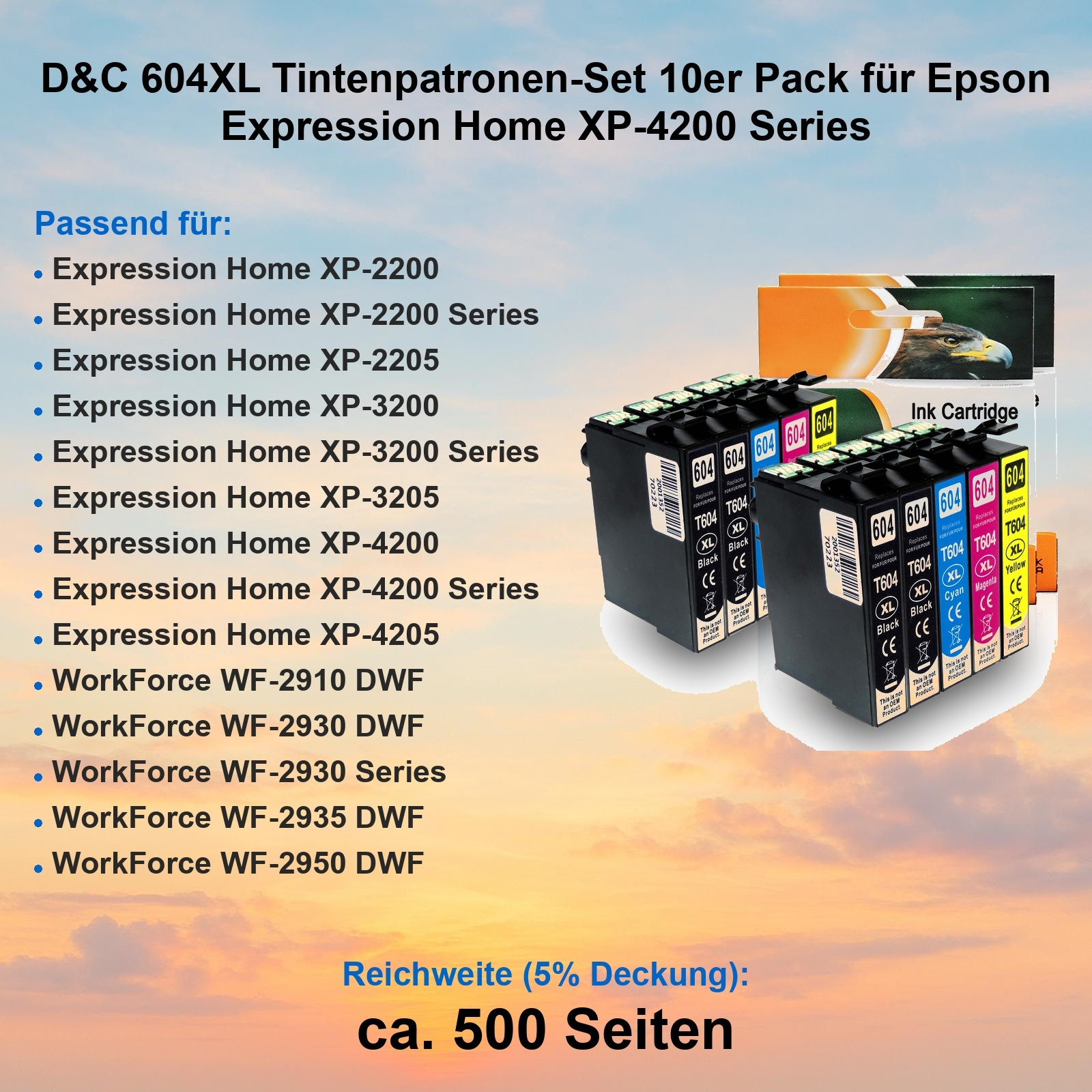Epson 604XL Tintenpatronen für Expression Home & WorkForce Drucker.