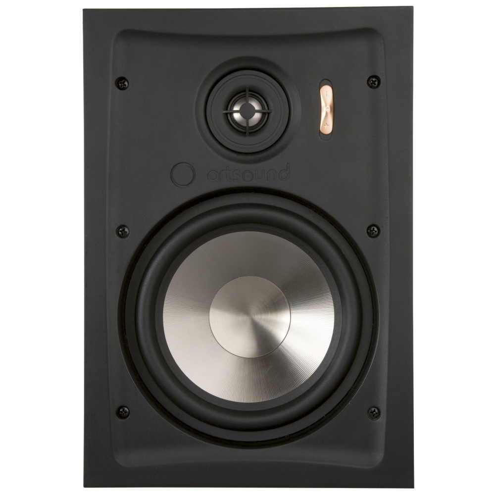 Enceinte noire avec cône argenté et petit tweeter. Logo Art sound visible.