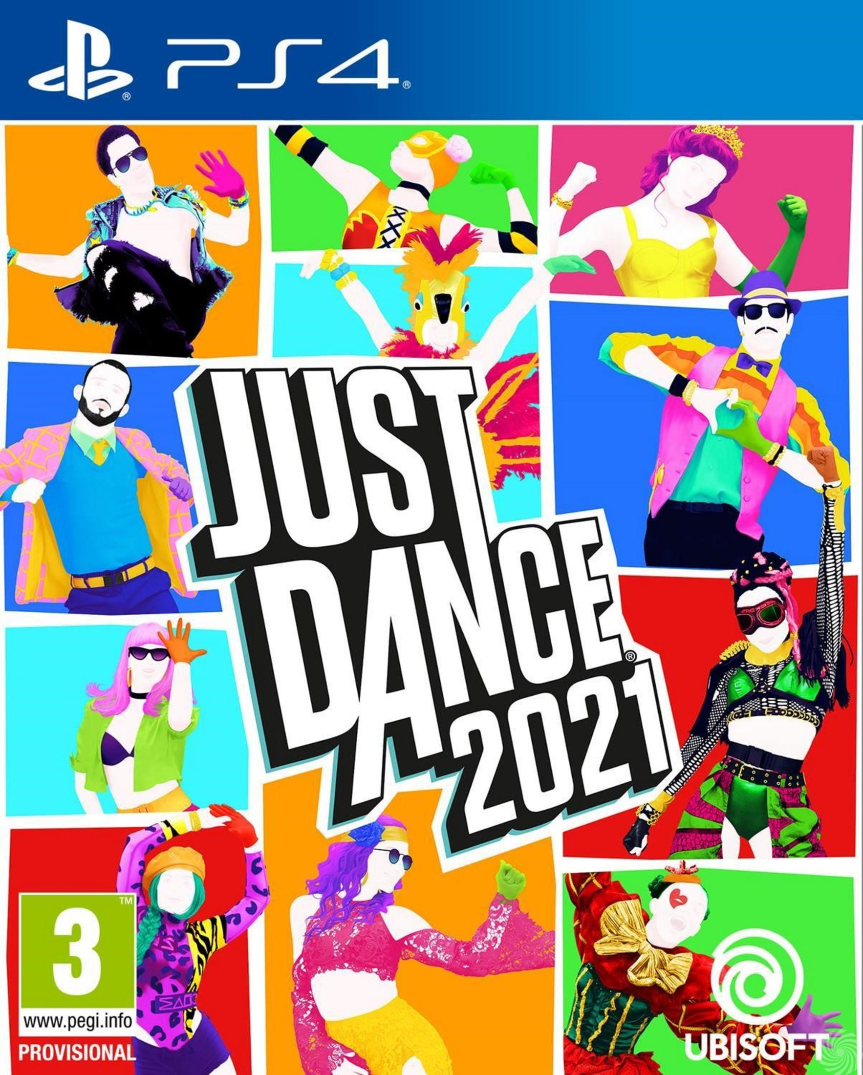 Copertina di Just Dance 2021 con ballerini diversi in abiti vivaci.