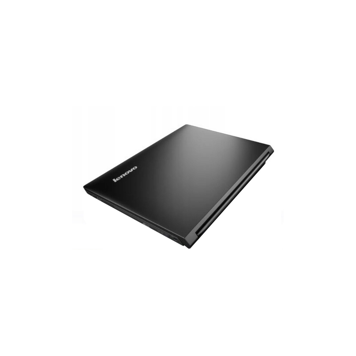 Schwarzer, geschlossener Lenovo Laptop auf weißem Hintergrund.