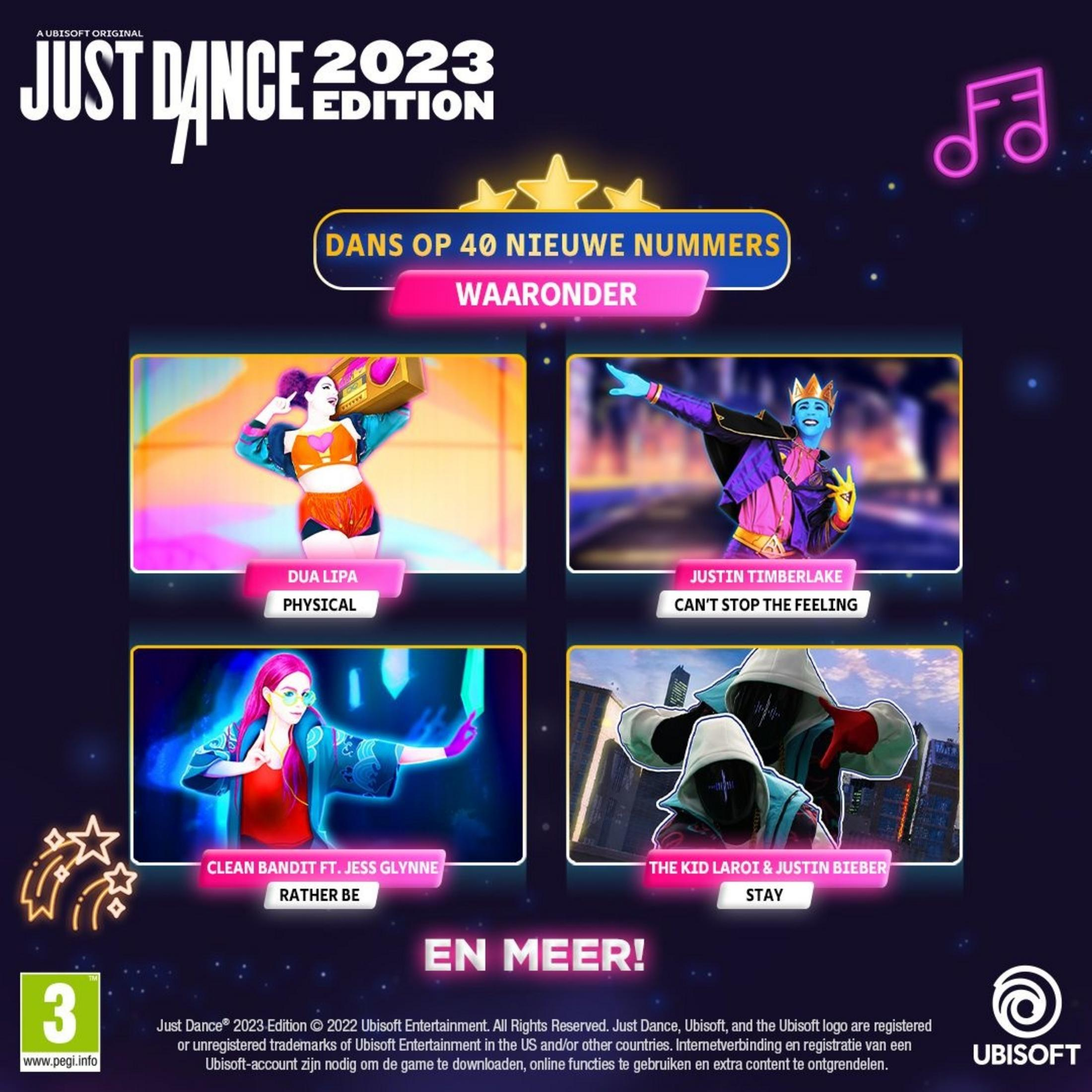 Just Dance 2023 Edition features 4 dancers: Dua Lipa, Justin Timberlake, Clean Bandit, The Kid Laroi.