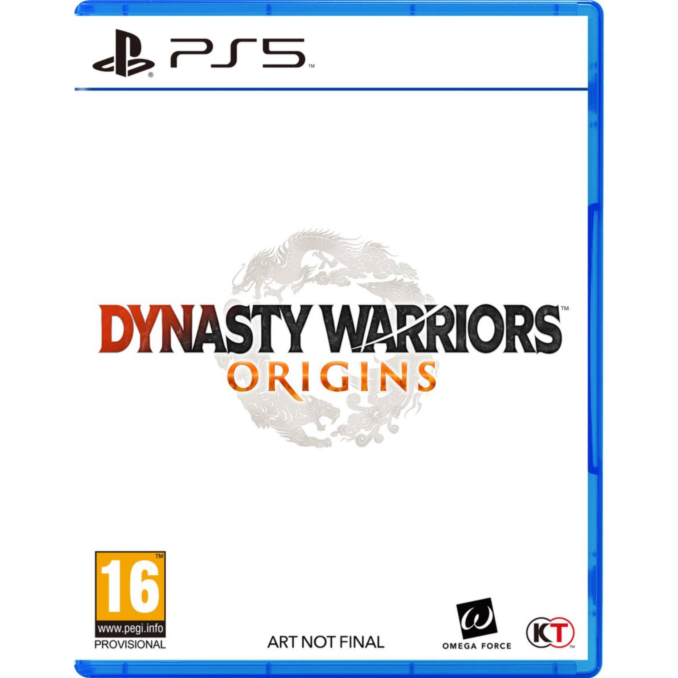 Pudełko gry PS5 Dynasty Warriors Origins z oceną PEGI 16.