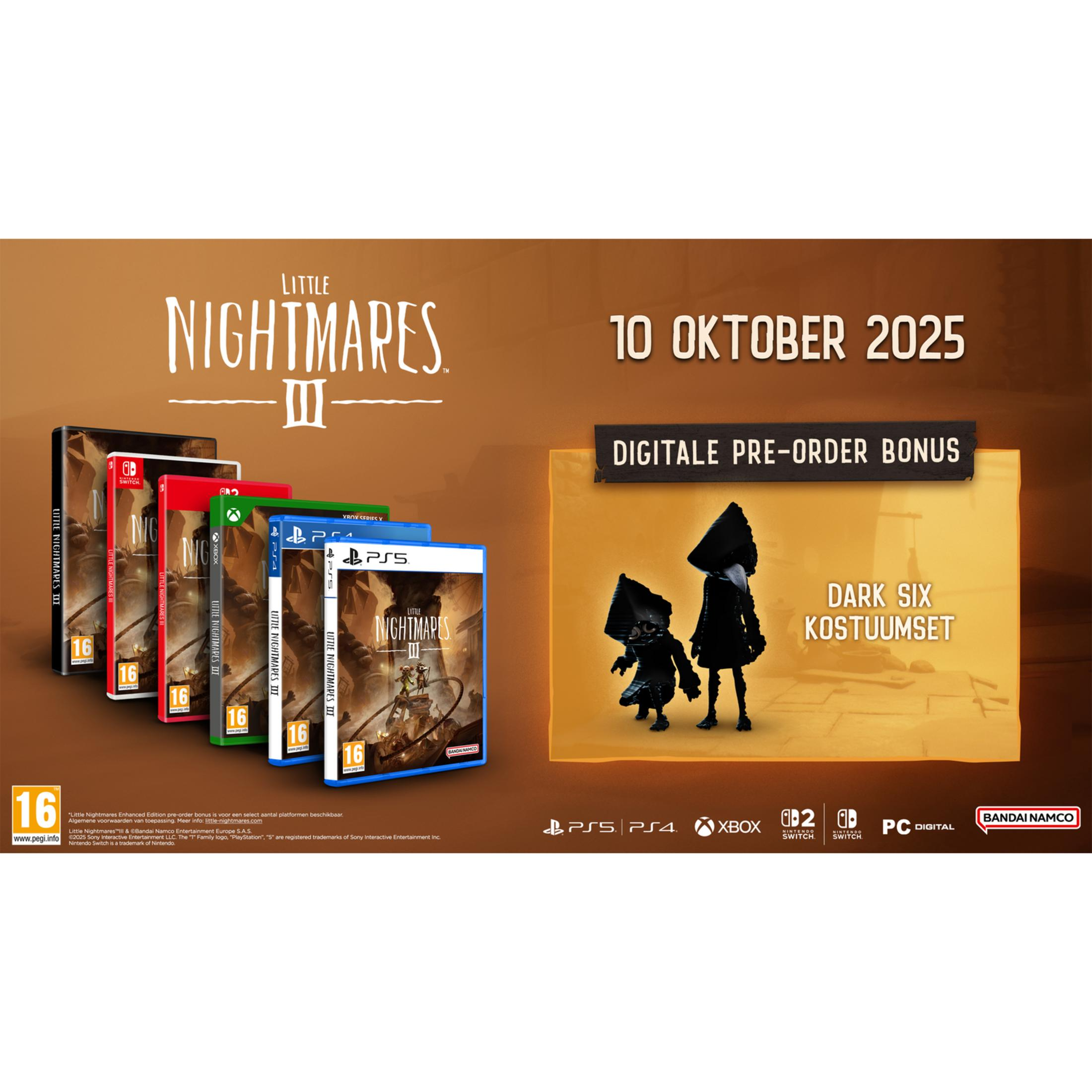 Okładka Little Nightmares III, pudełka z grami, premiera 10 października 2025, bonusowy kostium