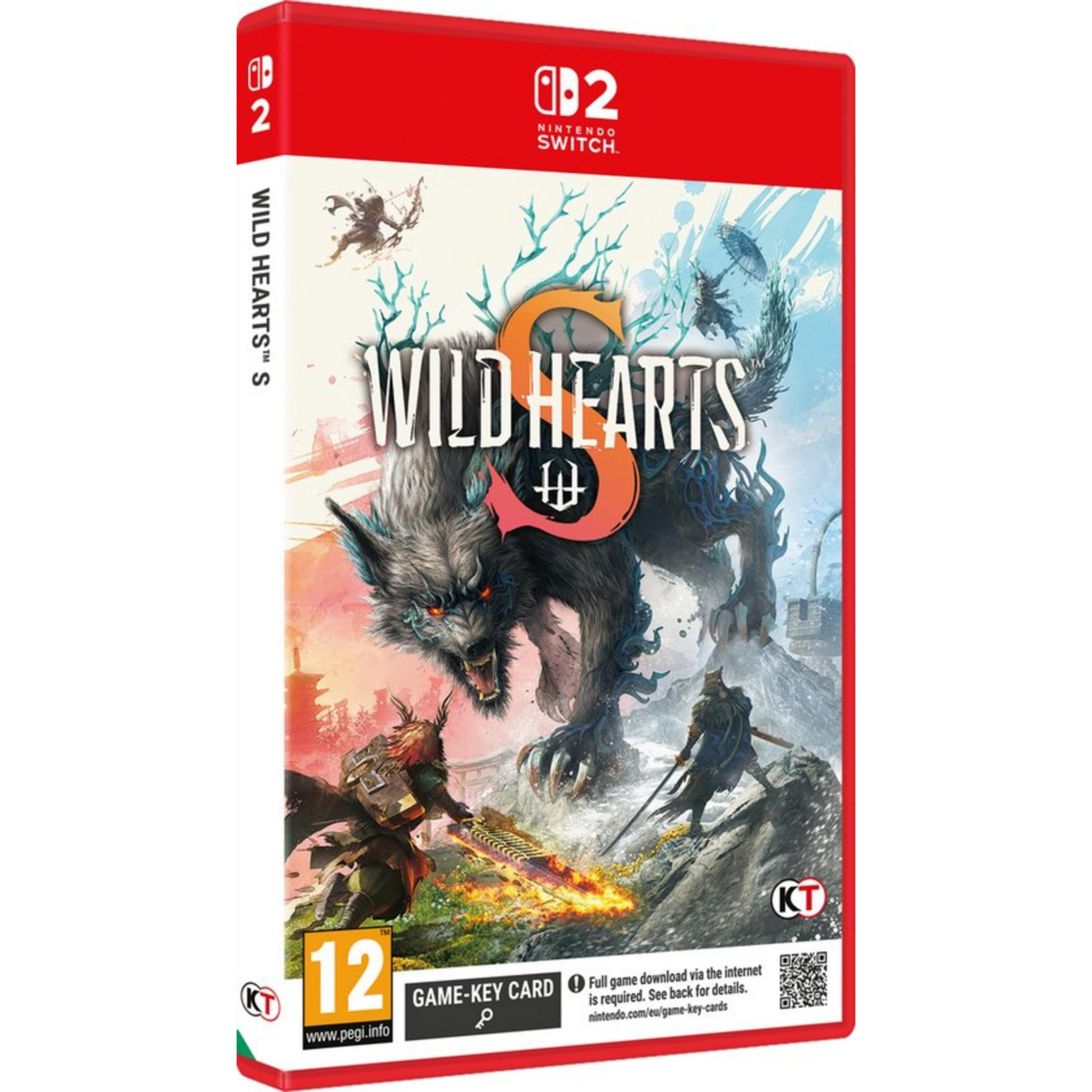 Funda del juego Wild Hearts para Nintendo Switch con lobo y guerreros. Edad 12.