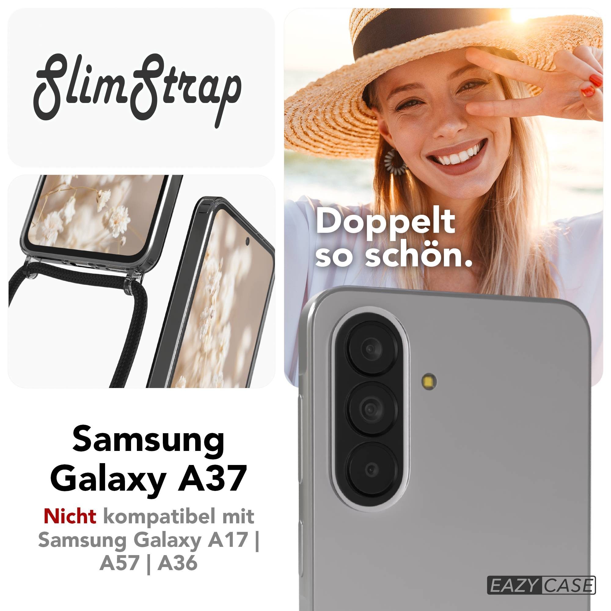Samsung Galaxy A37 Hülle mit Slim Strap, nicht kompatibel mit A17/A57/A36.