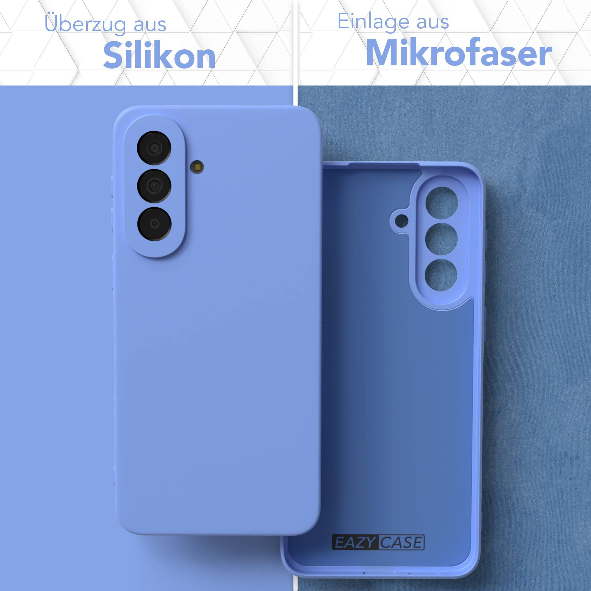 Ein lila Handyhülle aus Silikon und eine aus Mikrofaser.
