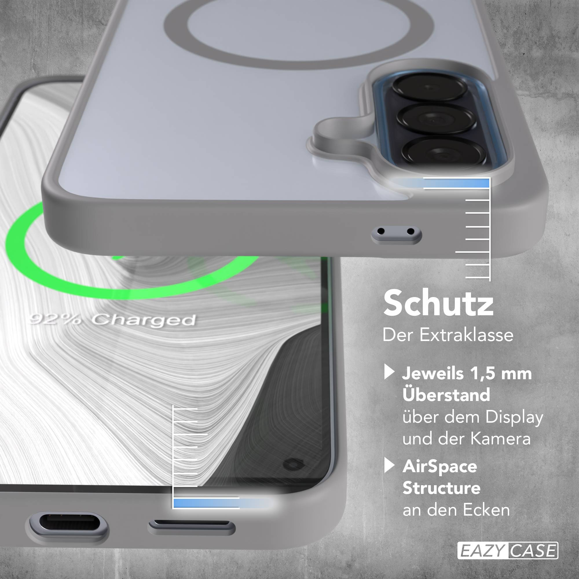 Ein Handycase mit "Schutz" Schriftzug und Ladeanzeige.
