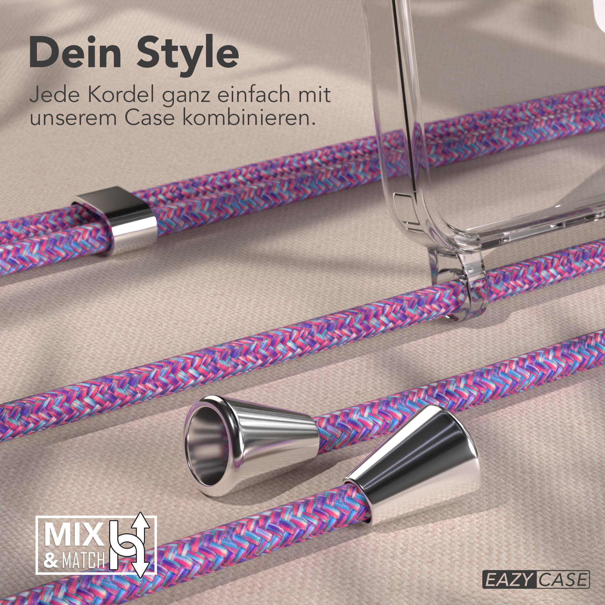 Bunte Kordeln mit Metallakzenten und einem transparenten Case.