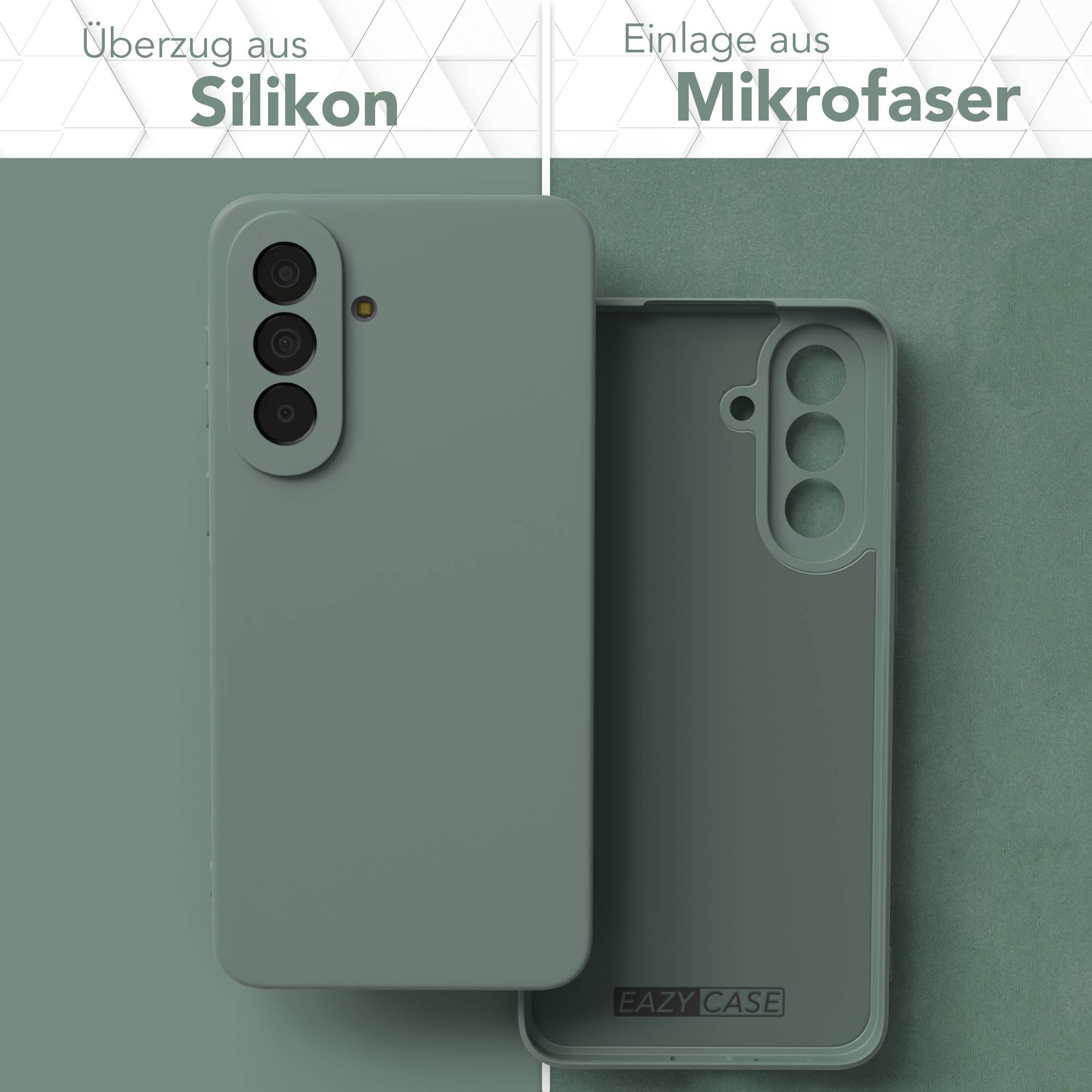 Zwei Handyhüllen, eine aus Silikon, eine aus Mikrofaser.