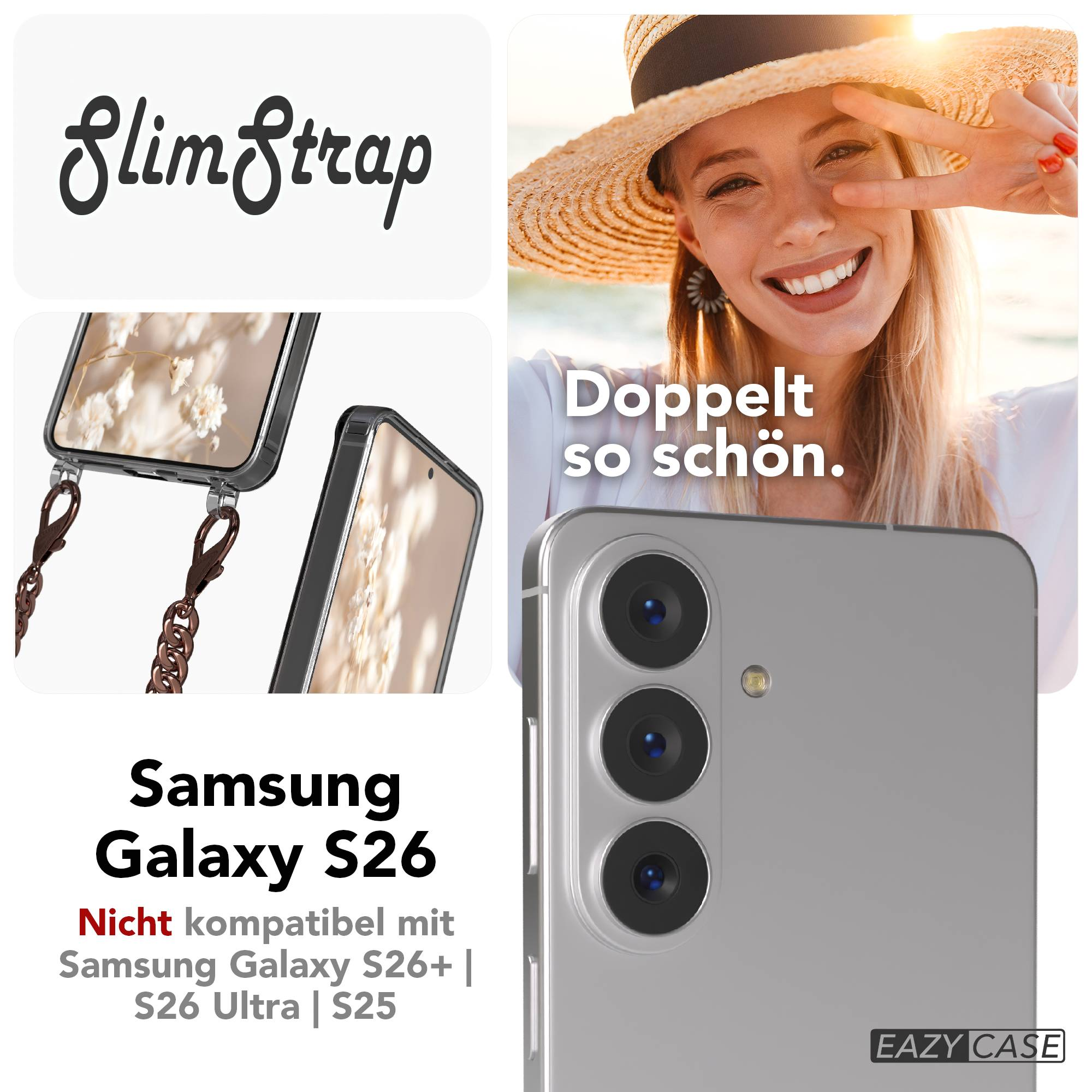 SlimStrap-Hülle für Samsung Galaxy S26 mit Kette. Nicht kompatibel mit S26+.