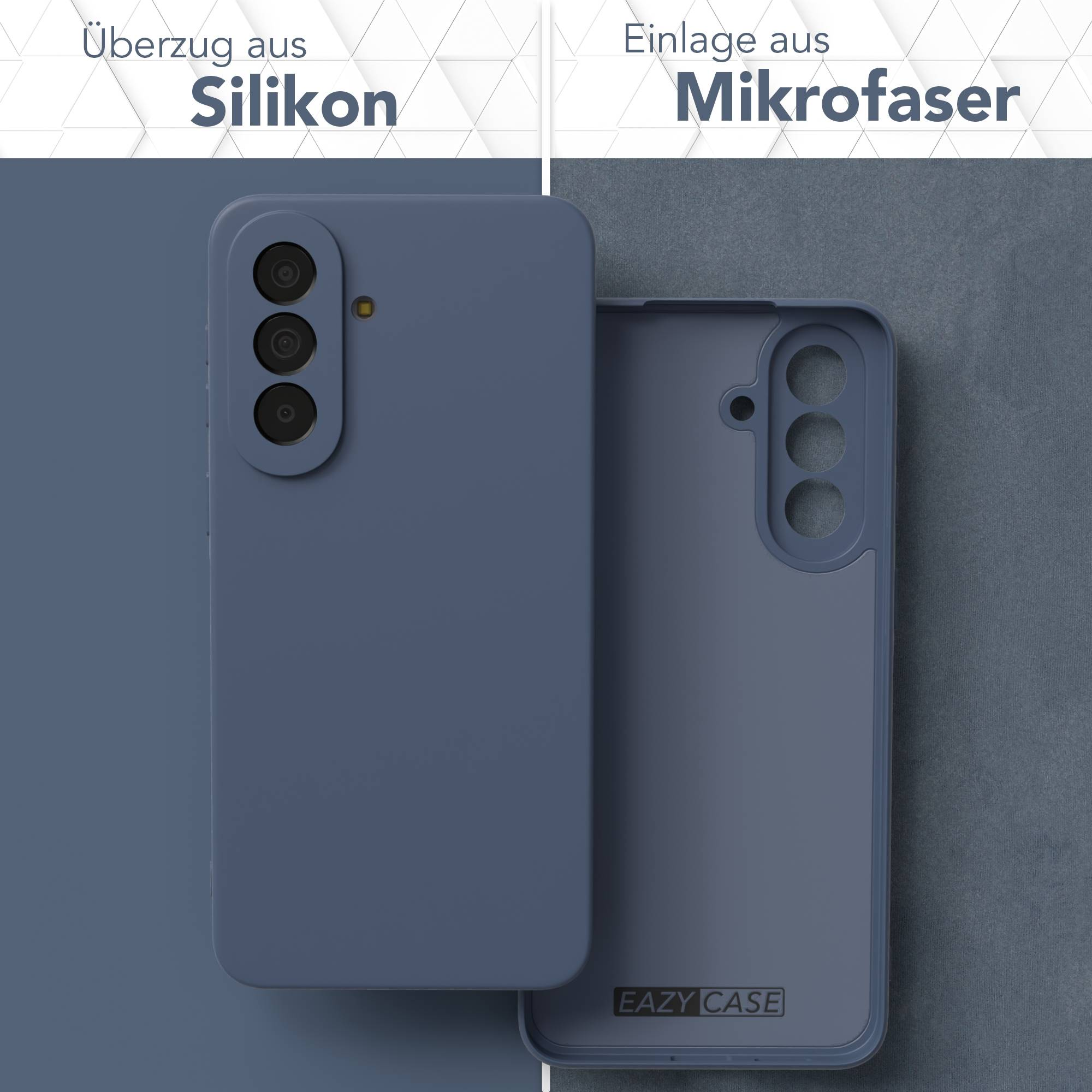 Zwei Handyhüllen nebeneinander: eine aus Silikon, die andere aus Mikrofaser.