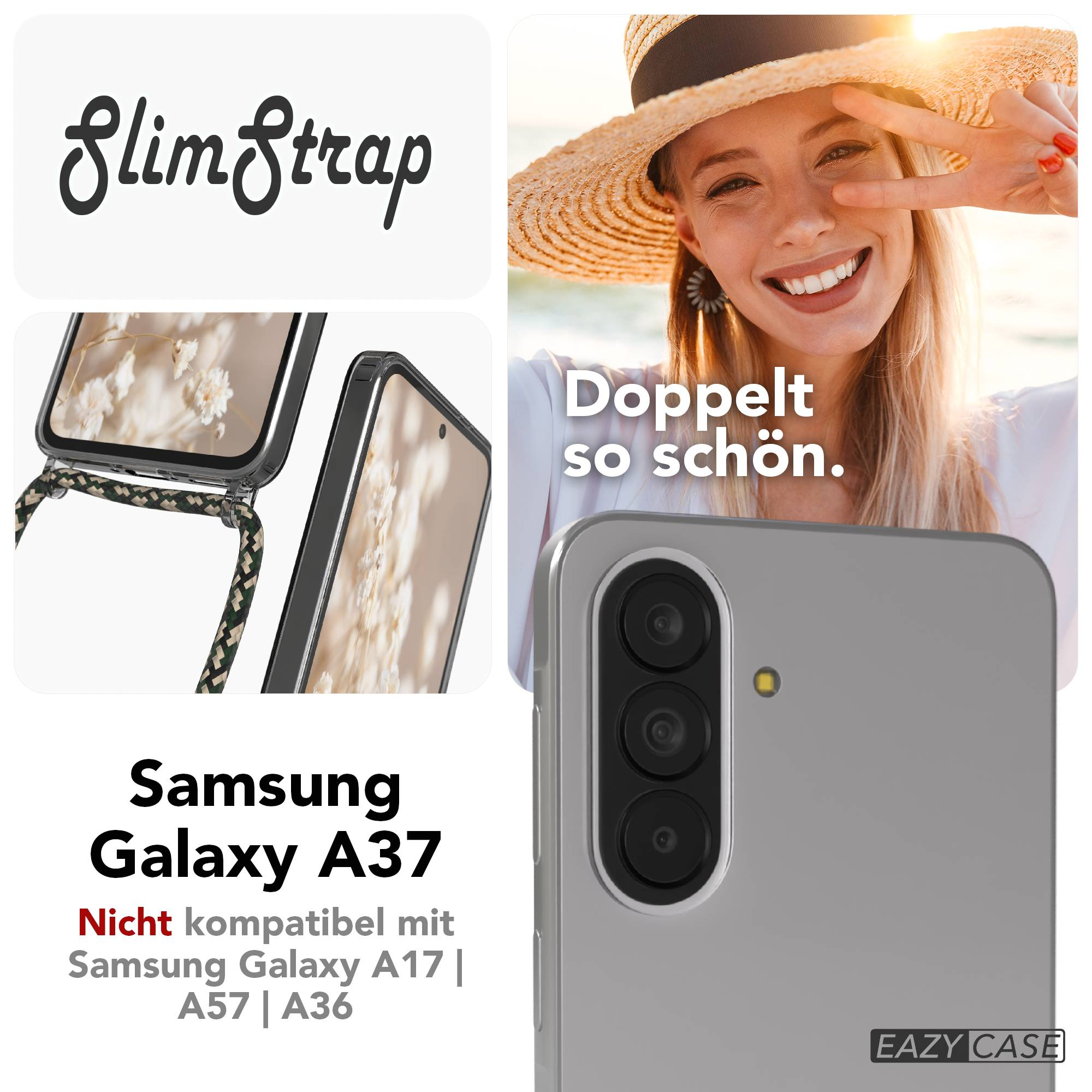 Samsung Galaxy A37 Hülle mit Band. Nicht für A17/A57/A36.
