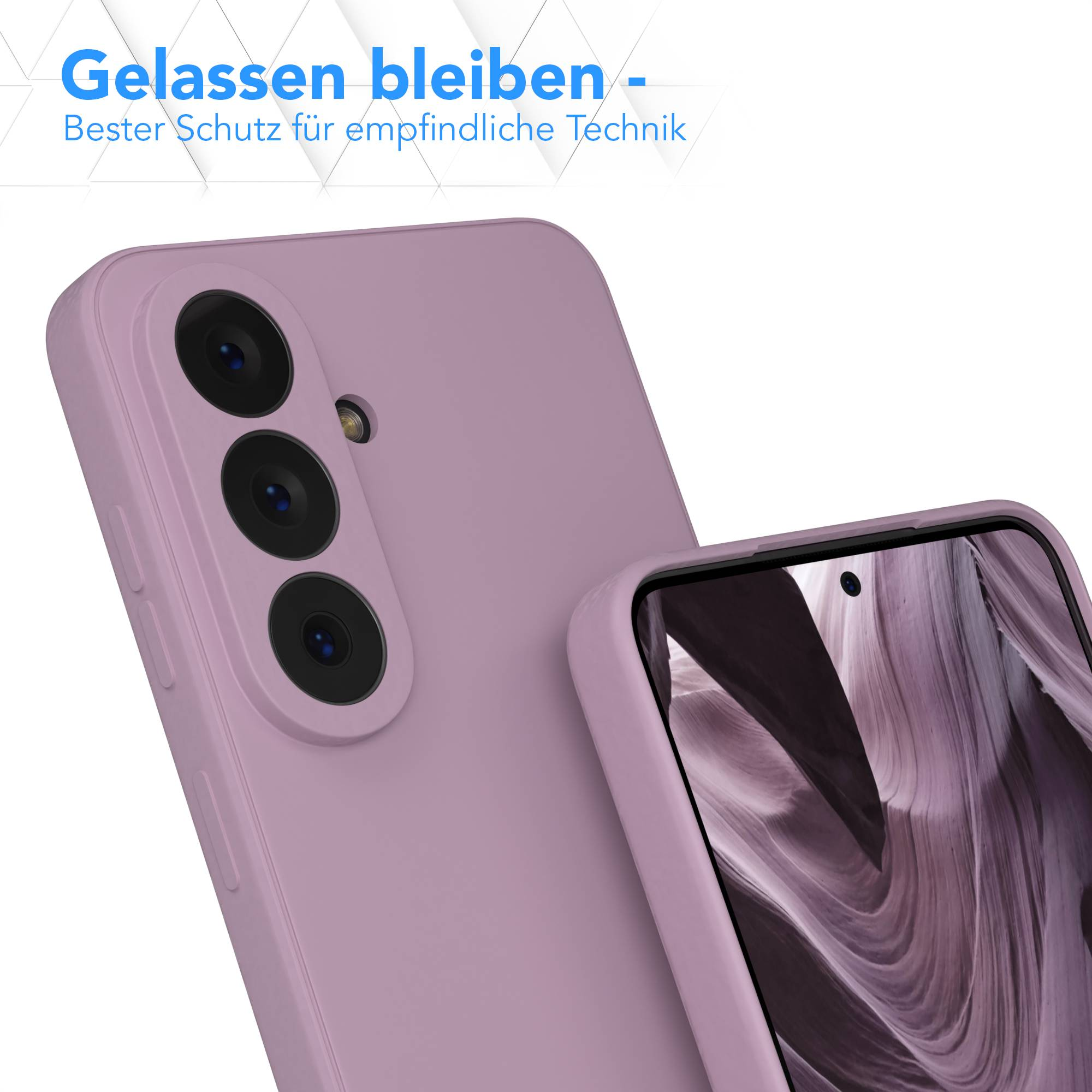 Lila Handyhülle mit Kameraausschnitt und Display.