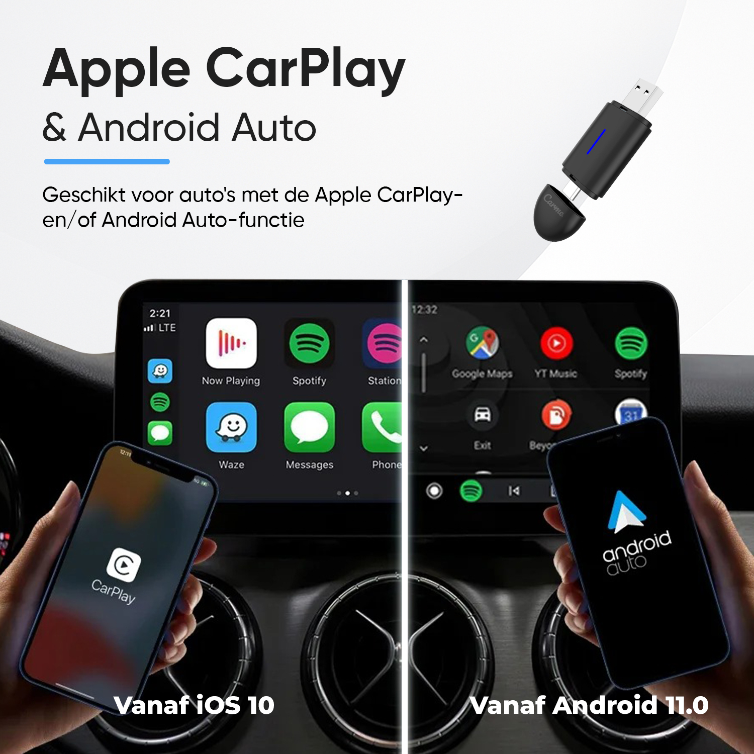 Apple CarPlay & Android Auto Adapter. iPhone & Android phone.
