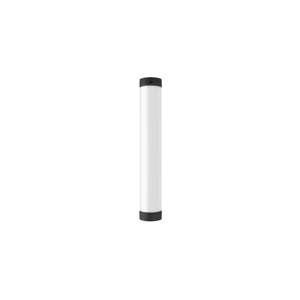A white tube with black caps on each end, isolated on a white background.