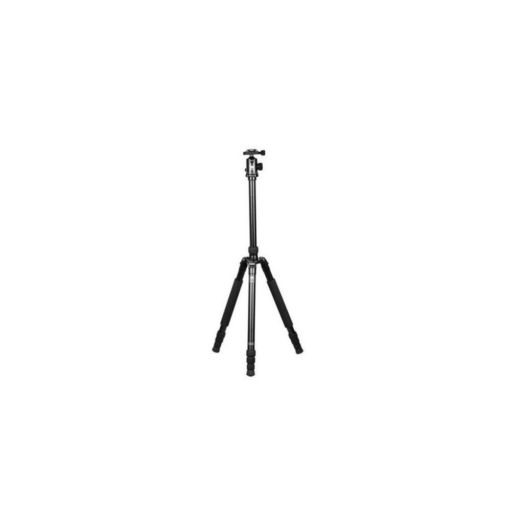A black tripod with three legs extended and a head. White background.
