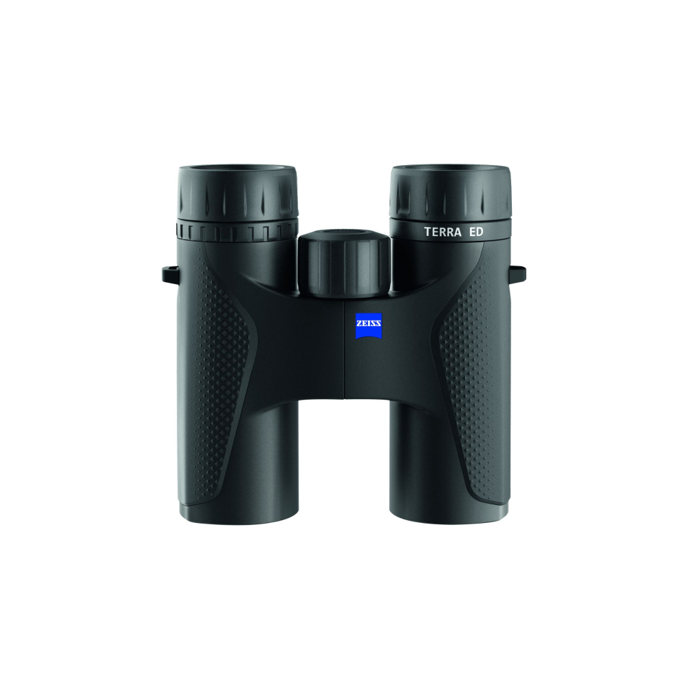 Black Zeiss Terra ED binoculars with a central focus wheel and Zeiss logo.