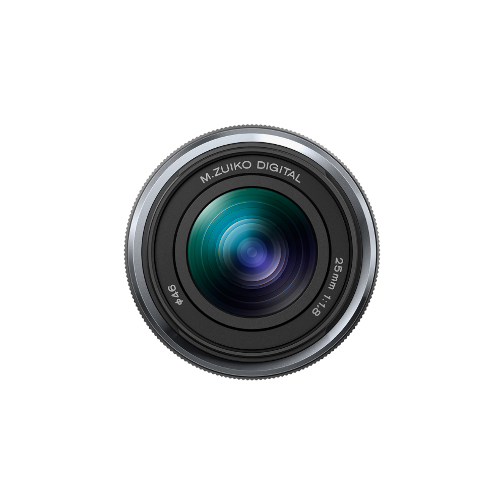 Olympus M.Zuiko Digital 25mm 1:1.8 lens with 46mm filter thread.