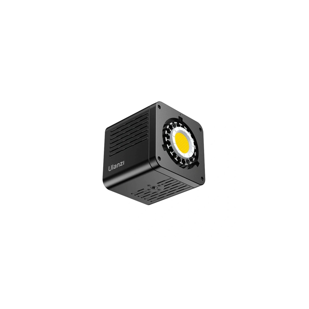 A small black cube with a yellow light in the center and the Ulanzi logo.
