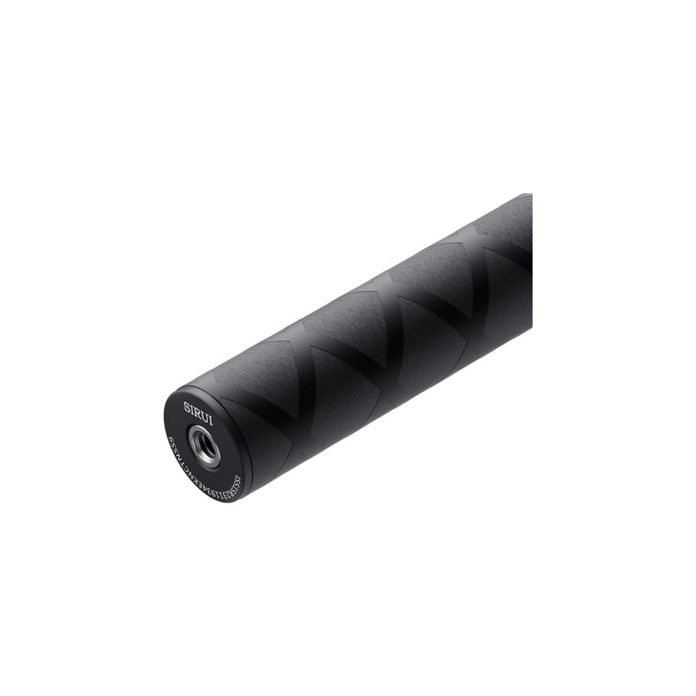 Zwarte SIRUI monopod met getextureerd handvat en V-patroon.