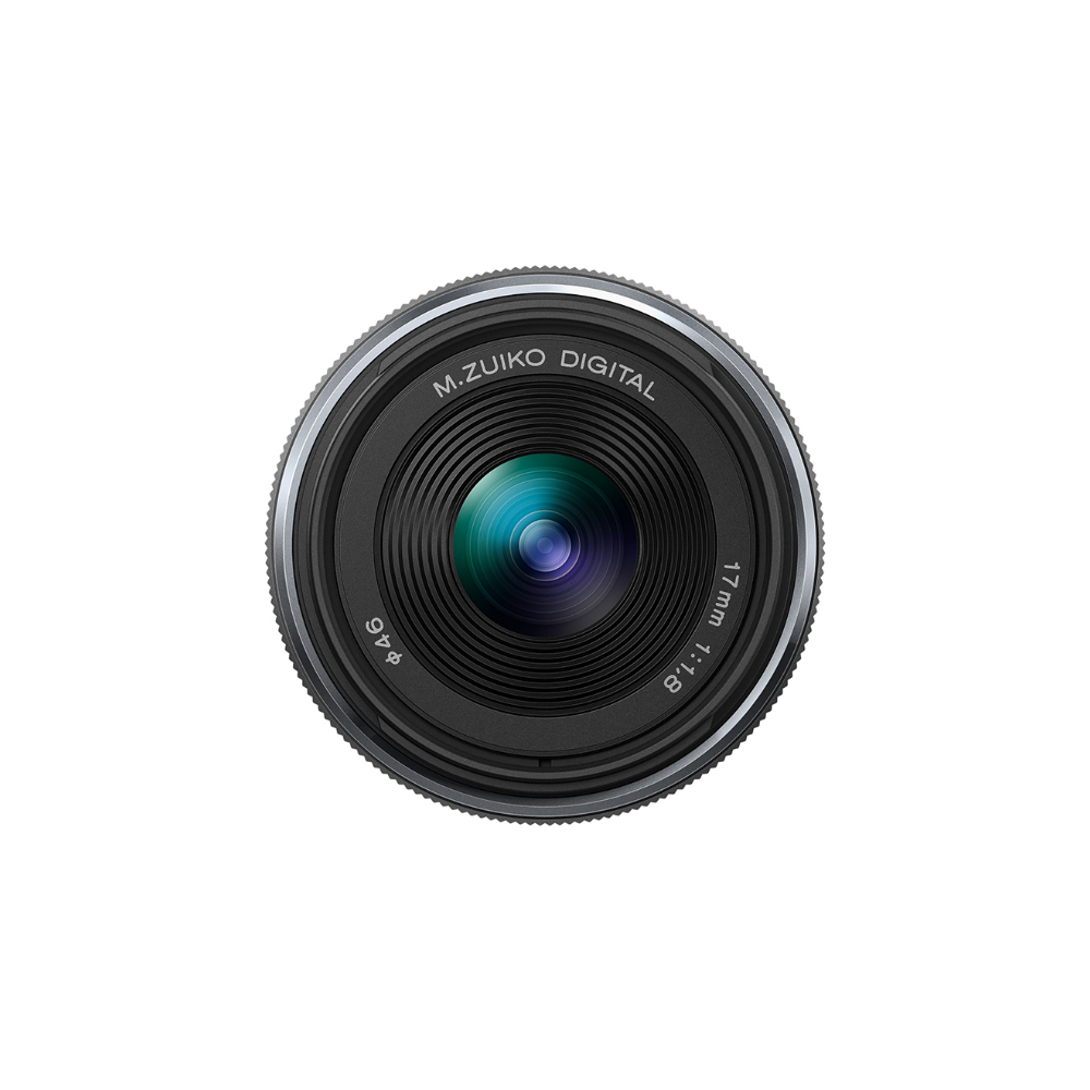 Ein M.ZUIKO DIGITAL 17 mm 1:1,8 Objektiv mit 46 mm Filterdurchmesser.