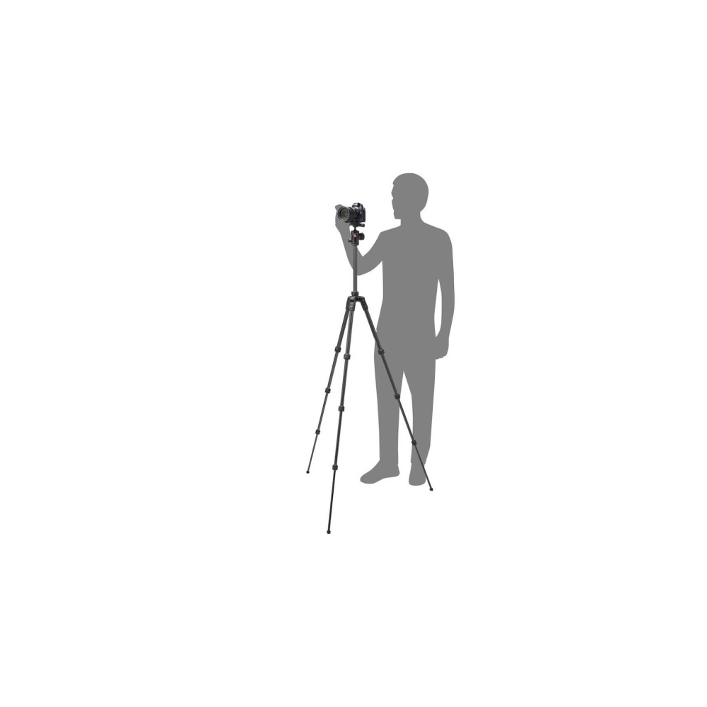 Een grijze silhouet van een man die een camera op een statief vasthoudt.