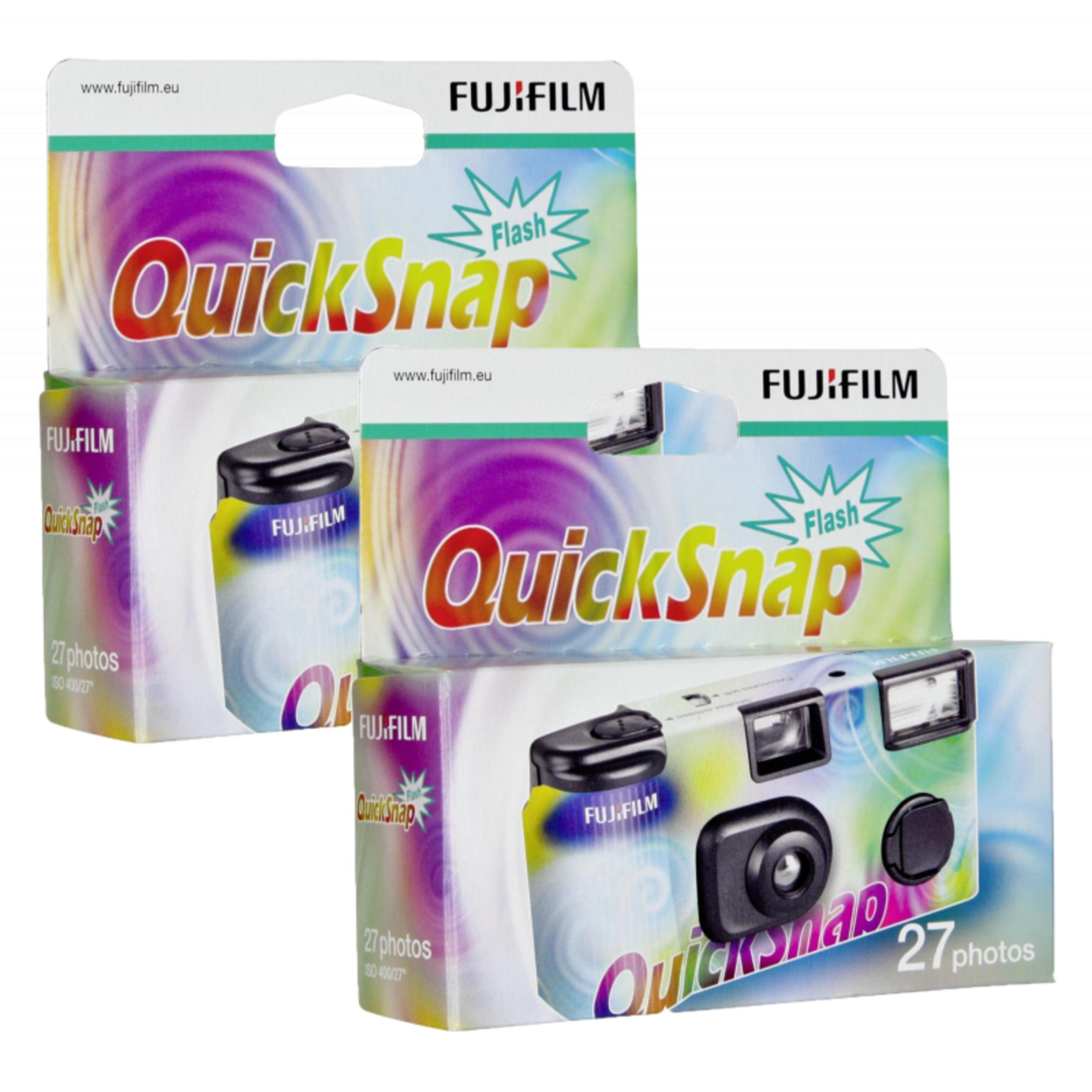 Tre fotocamere Fuji QuickSnap con flash e confezione da 27 foto.