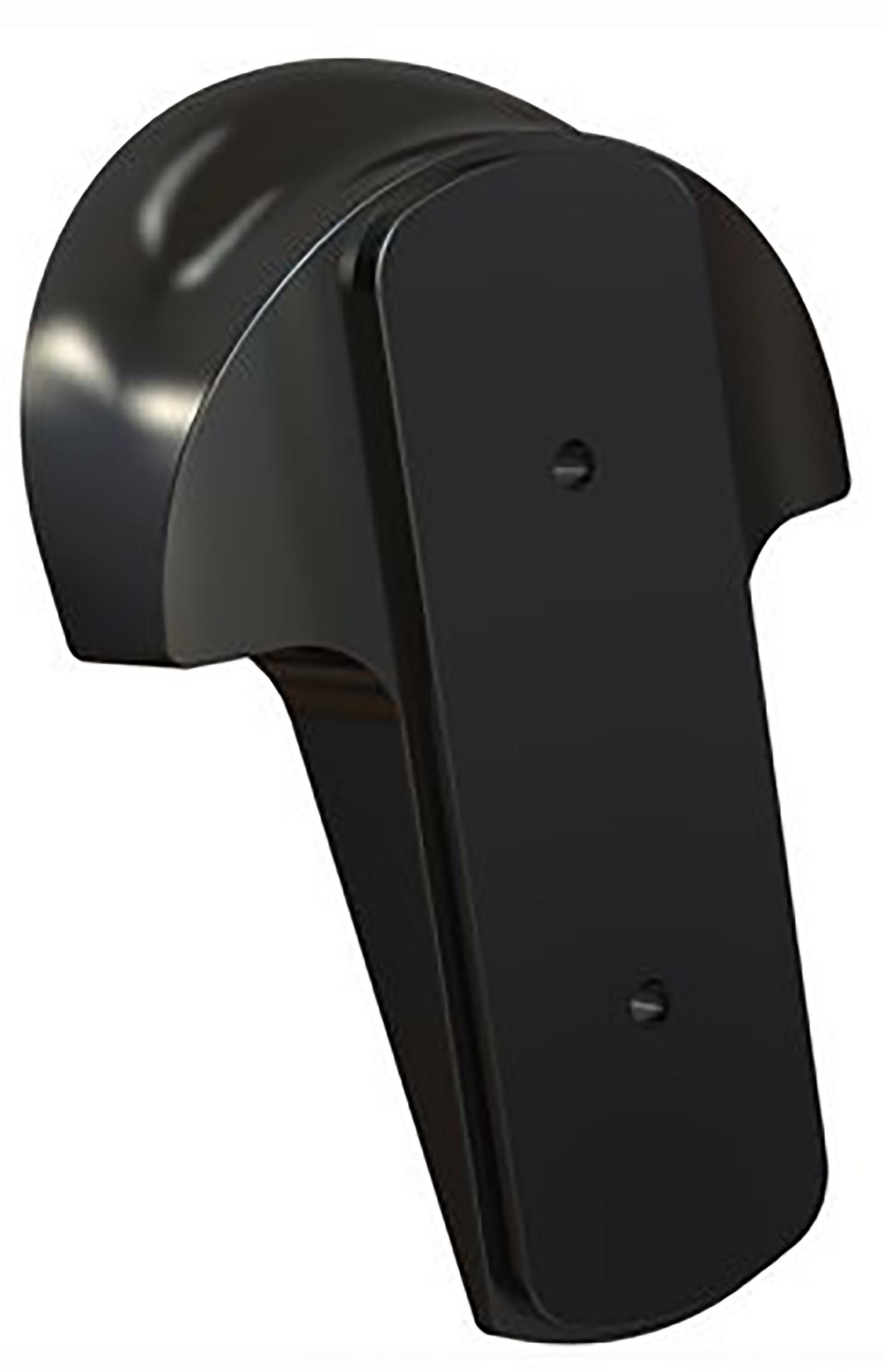 Un objeto negro y brillante con una parte superior redondeada y una sección inferior rectangular.