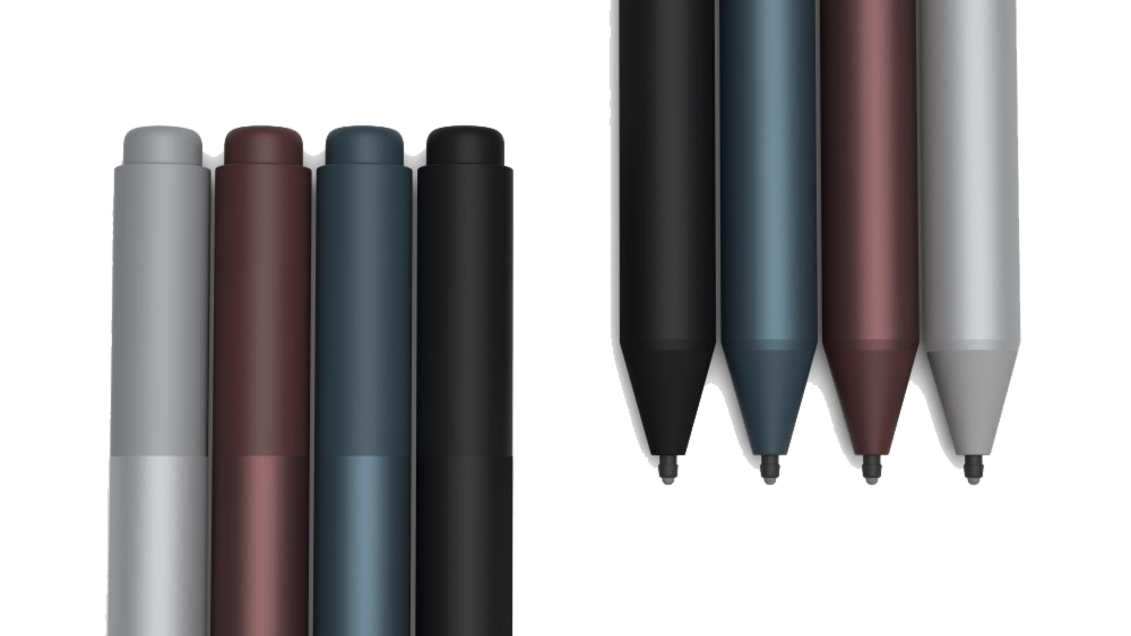 Stifte in verschiedenen Farben: Silber, Braun, Blau und Schwarz.