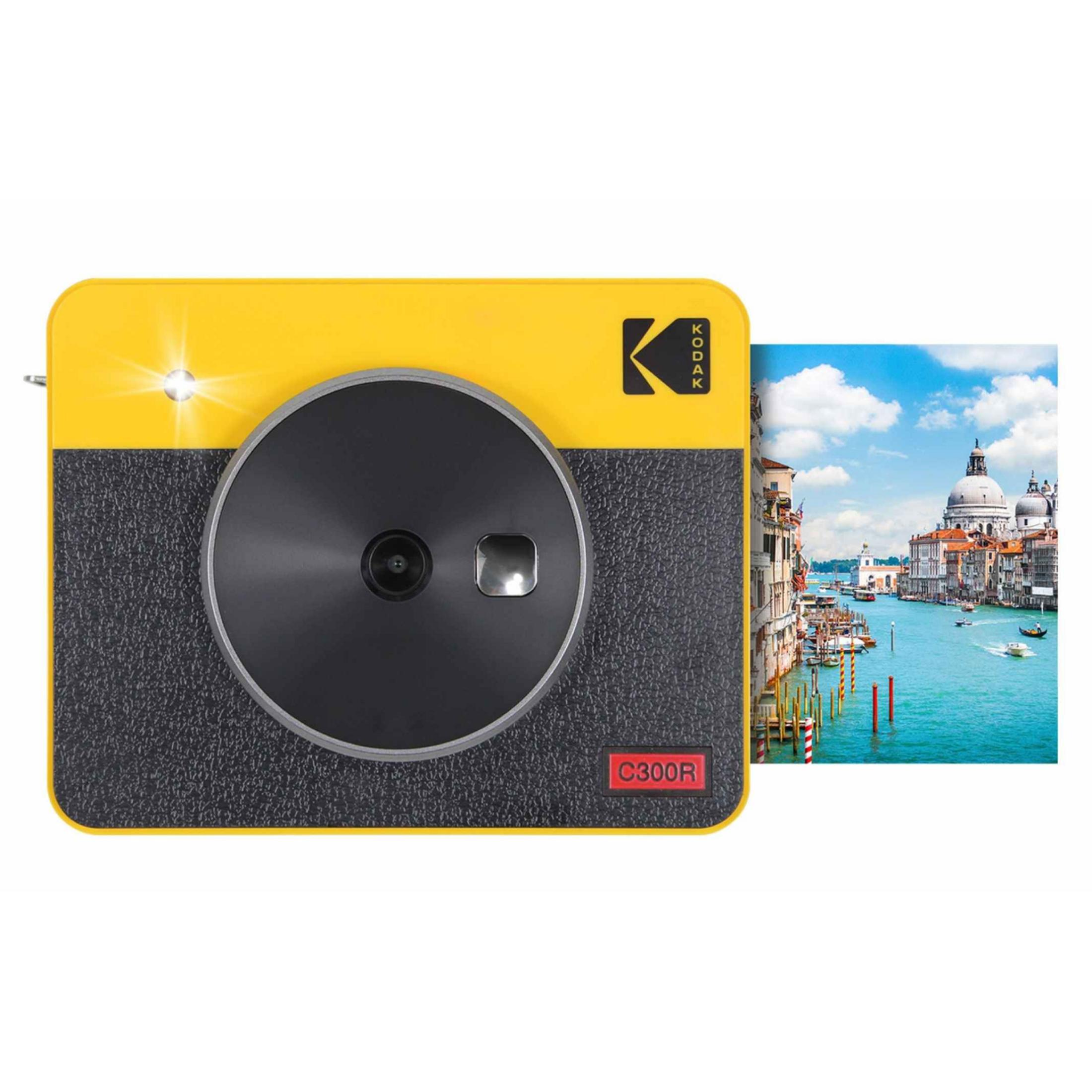 Appareil photo jaune avec façade noire, montrant une photo de Venise.