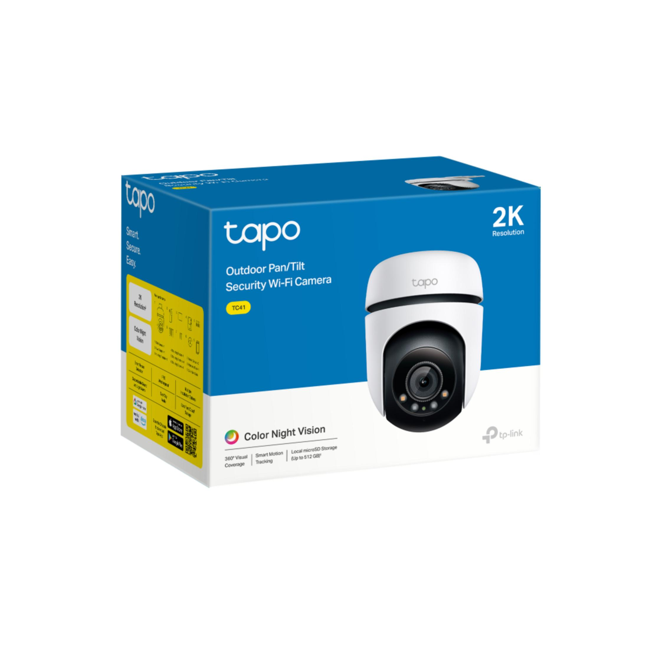 Pudełko kamery bezpieczeństwa Tapo Outdoor Pan/Tilt 2K Wi-Fi.